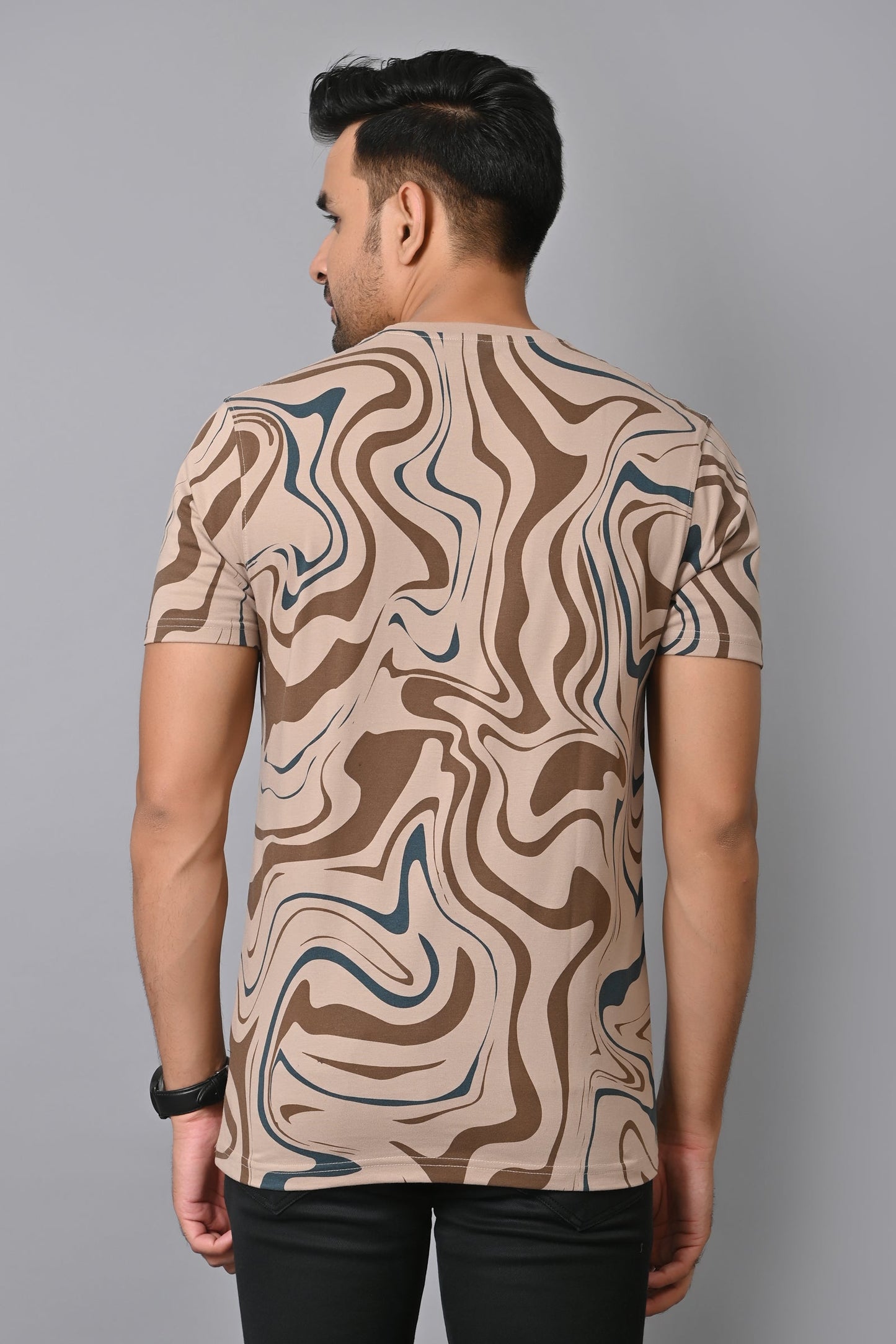 Arbour Men Printed Round Neck Cotton Blend Multicolor T-Shirt