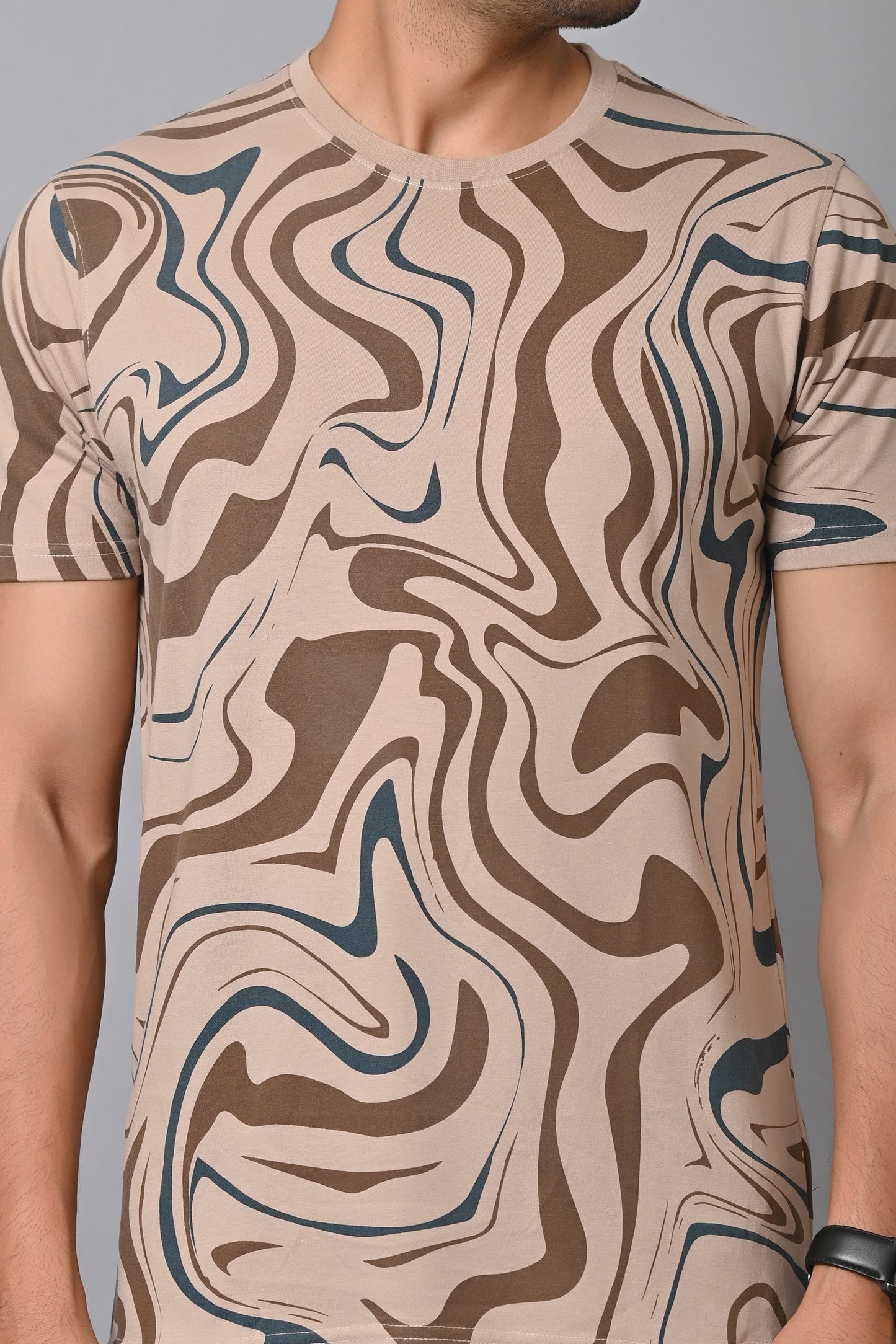 Arbour Men Printed Round Neck Cotton Blend Multicolor T-Shirt