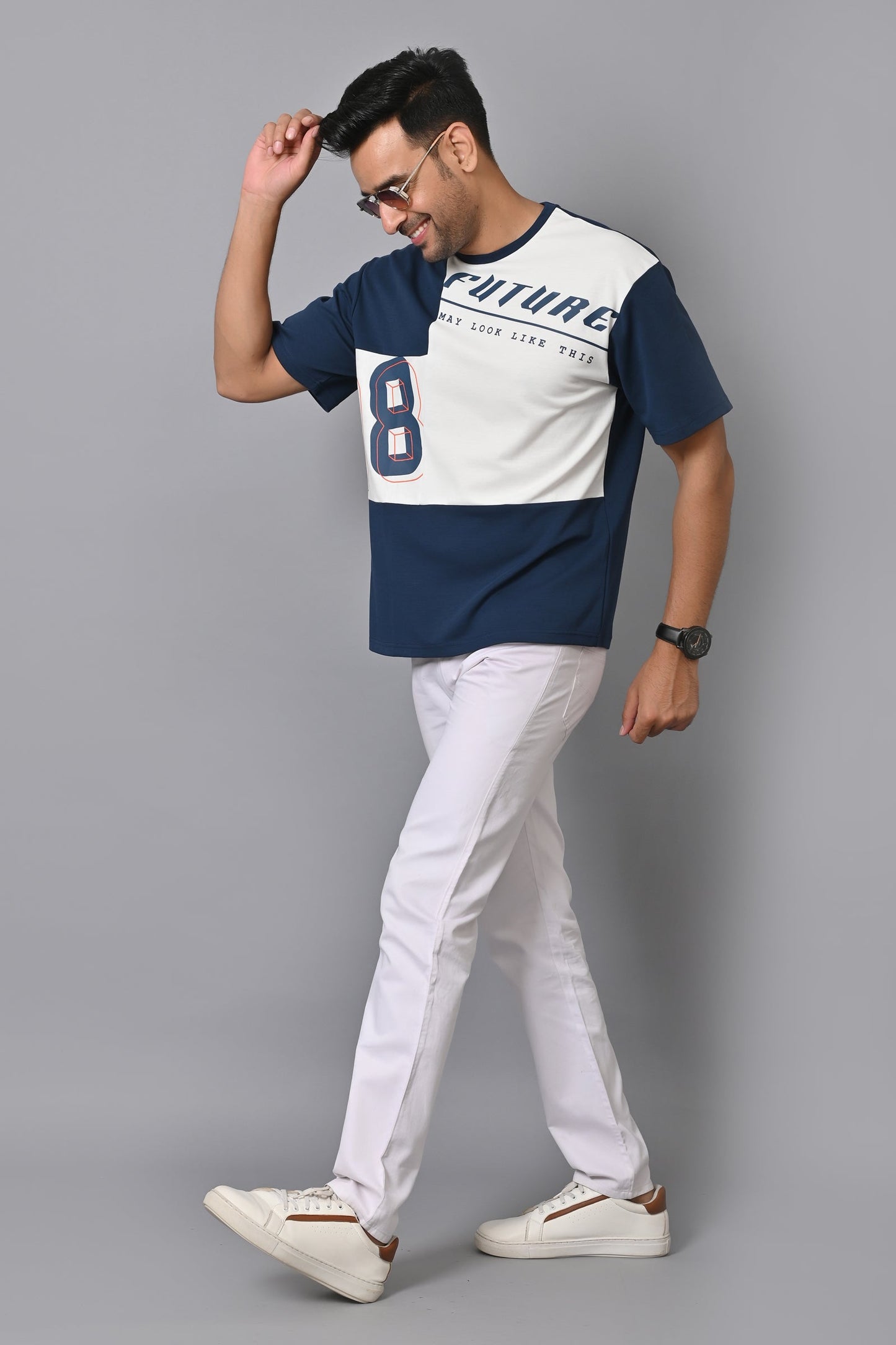 Arbour Men Round Neck Oversize Fit Downshoulder Half Sleeves T-Shirt