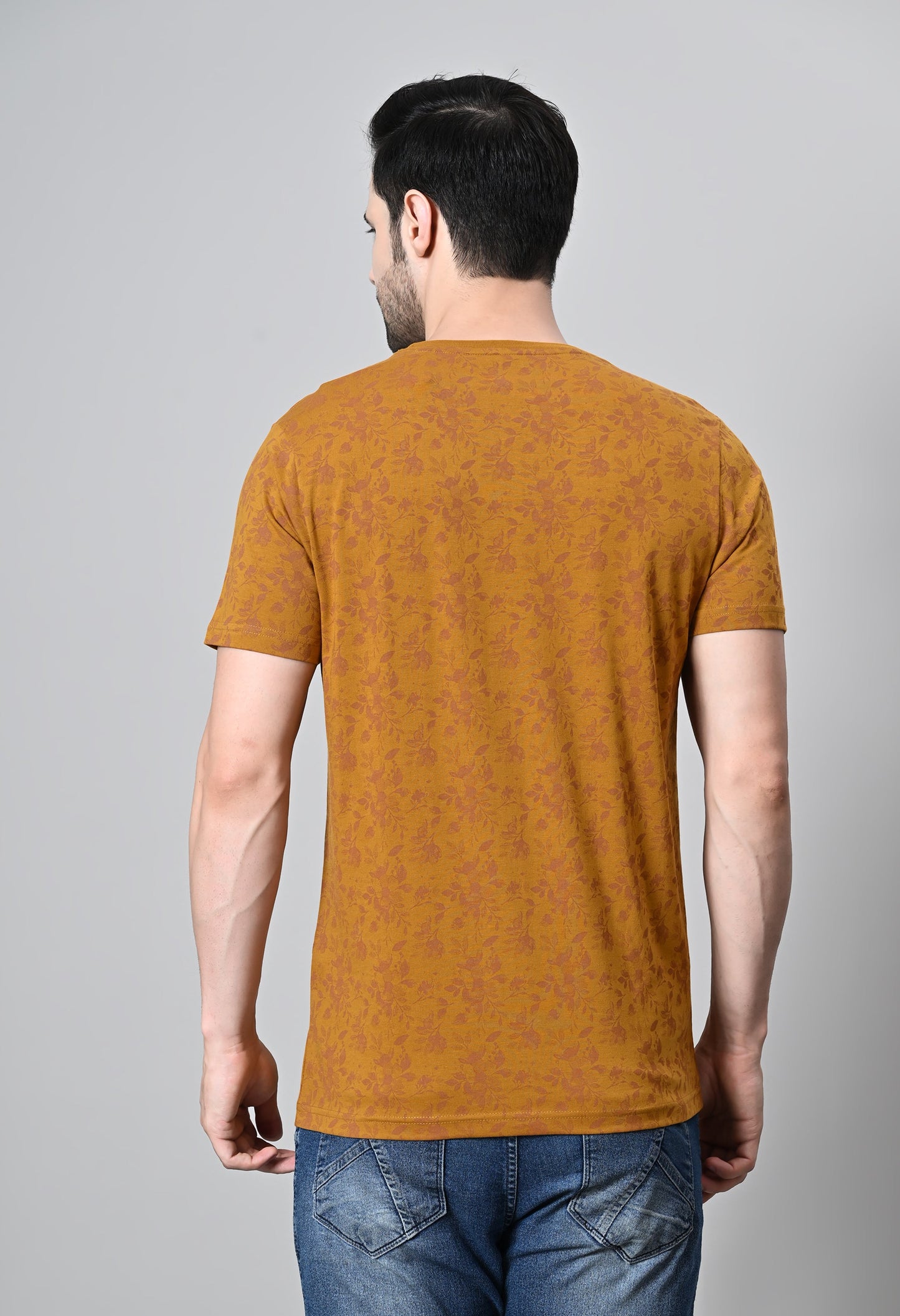 Arbour Men Round Neck All Over Print Half Sleeves T-Shirt