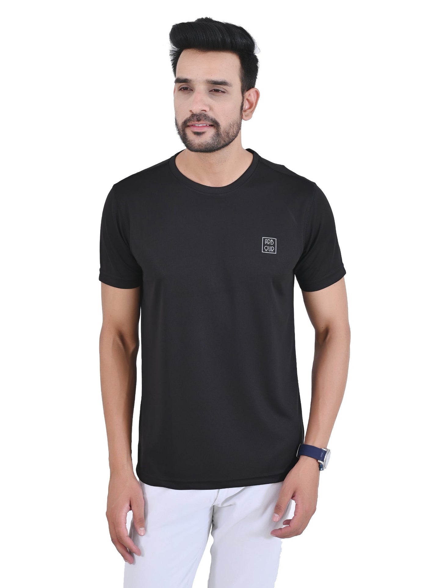 Arbour Men Solid Round Neck Polyester T-Shirt