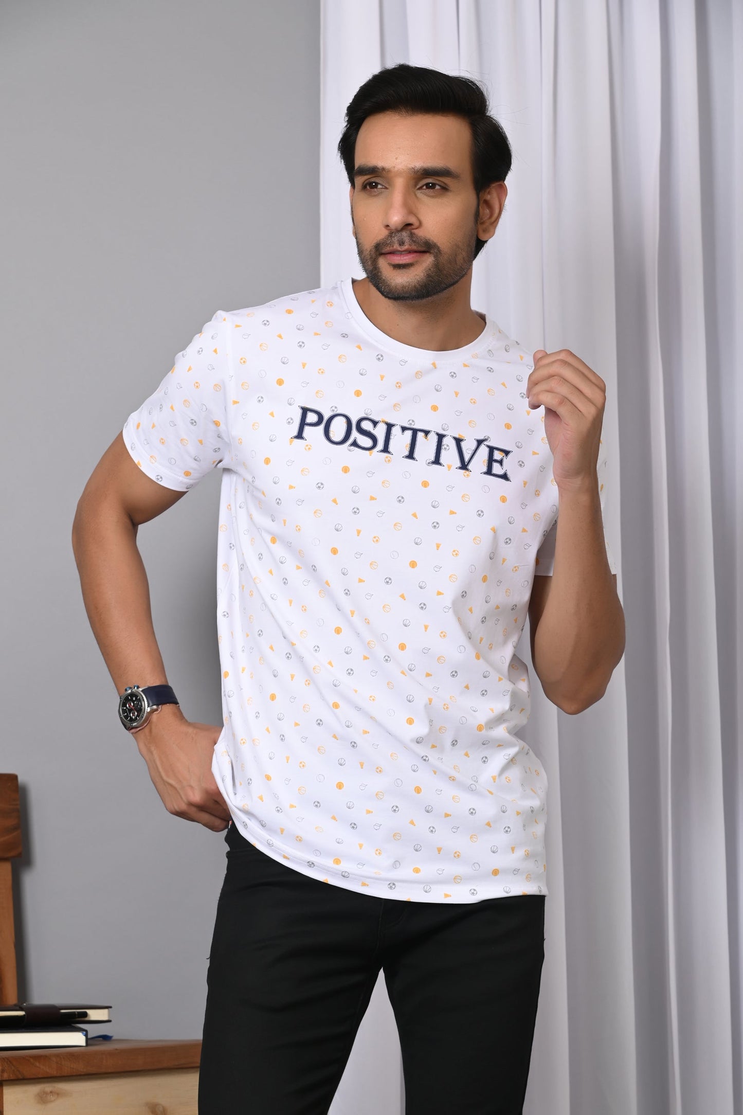 Arbour Men Round Neck All Over Print Half Sleeves T-Shirt