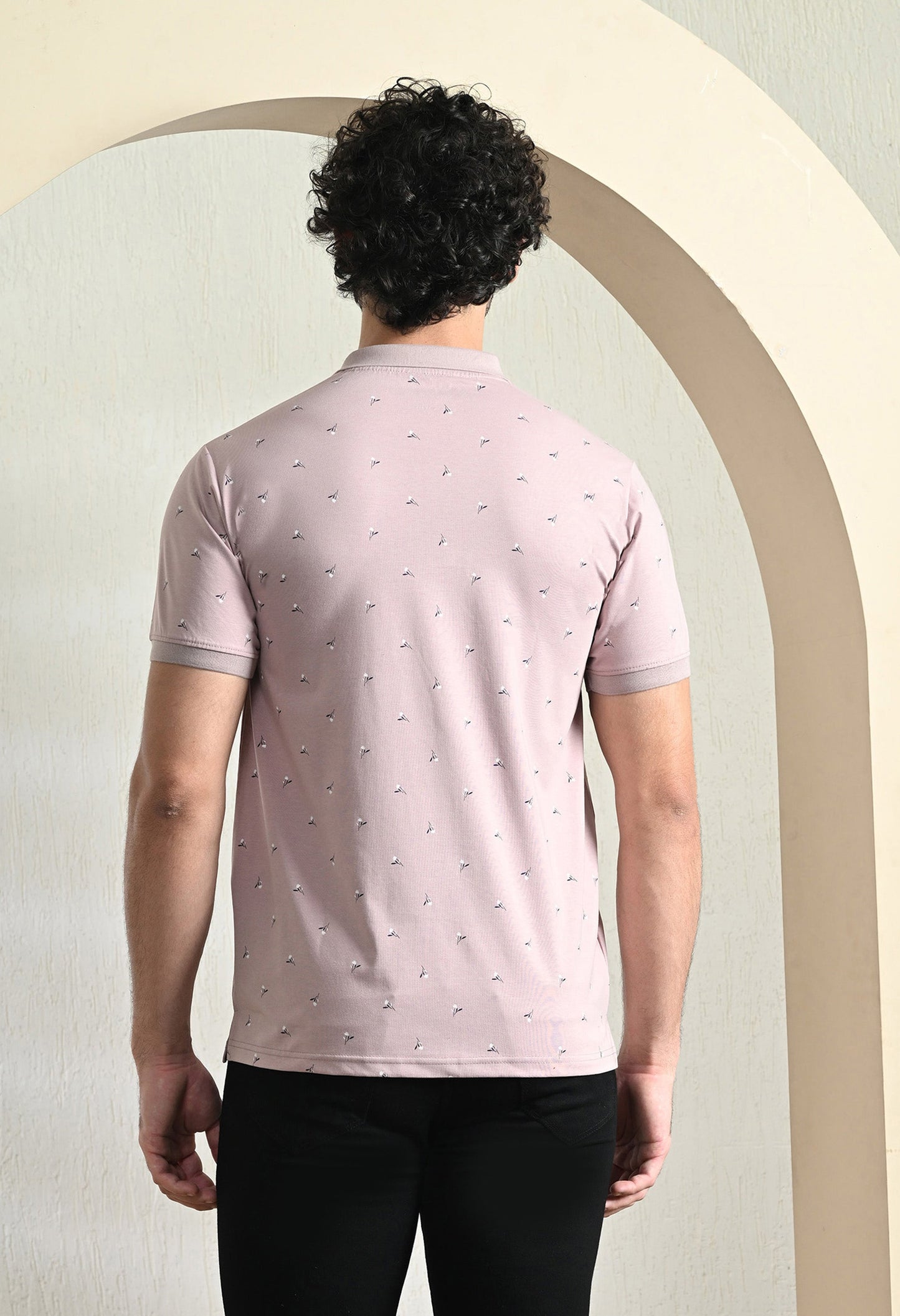 Arbour Men Polo Neck All Over Print Half Sleeves T-Shirt