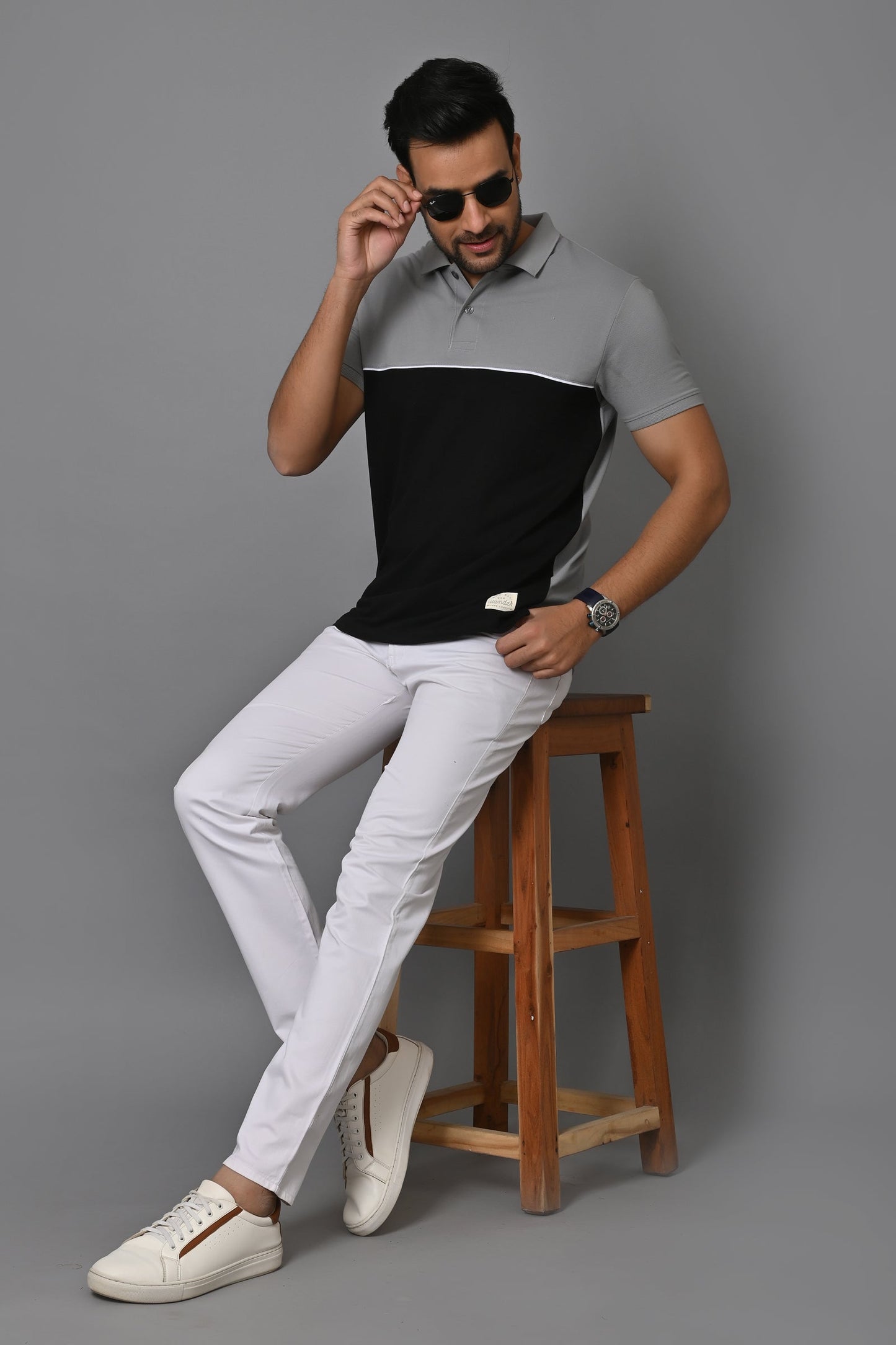 Arbour Men Colorblock Polo Neck Cotton Blend T-Shirt