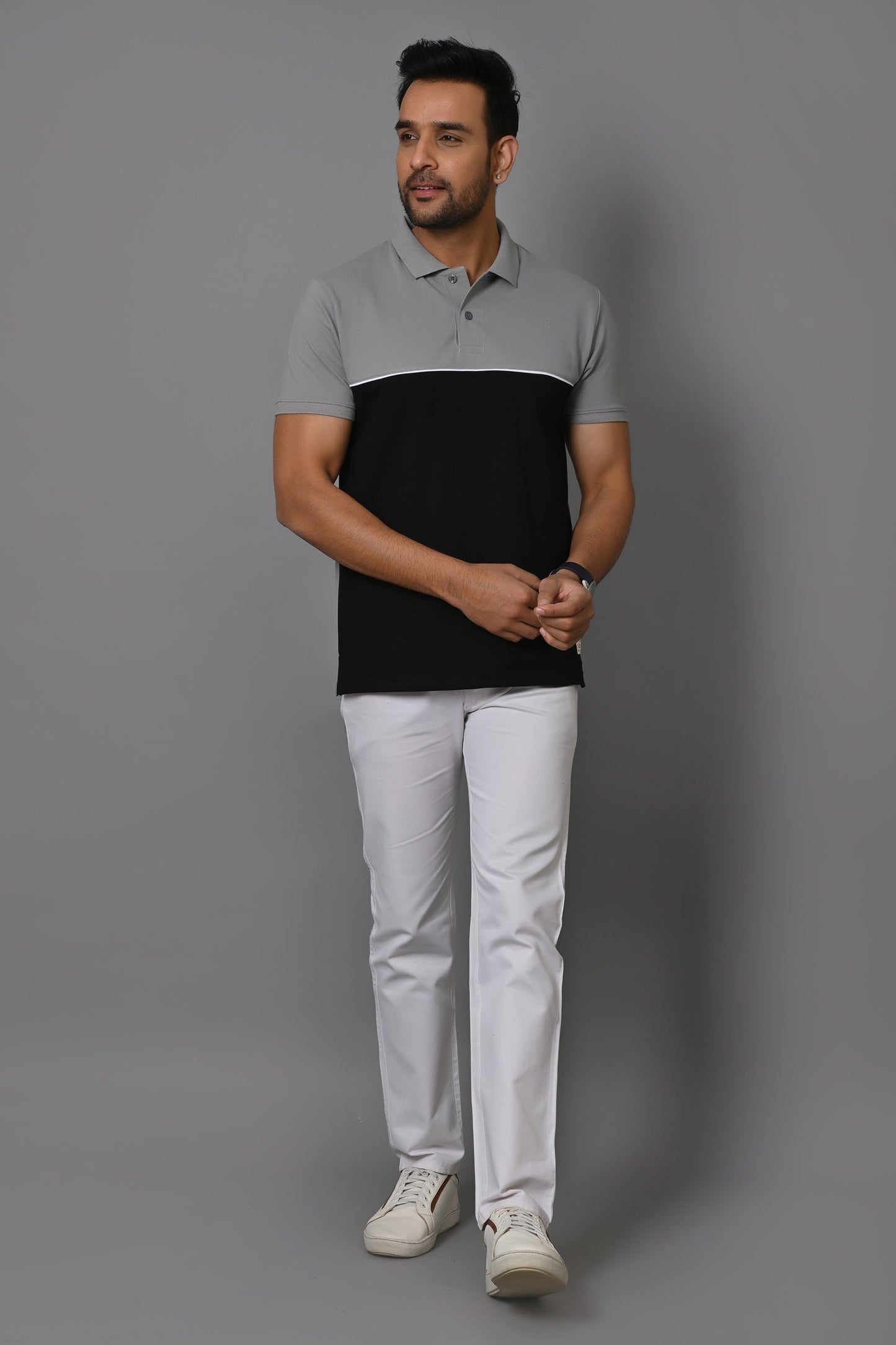 Arbour Men Colorblock Polo Neck Cotton Blend T-Shirt