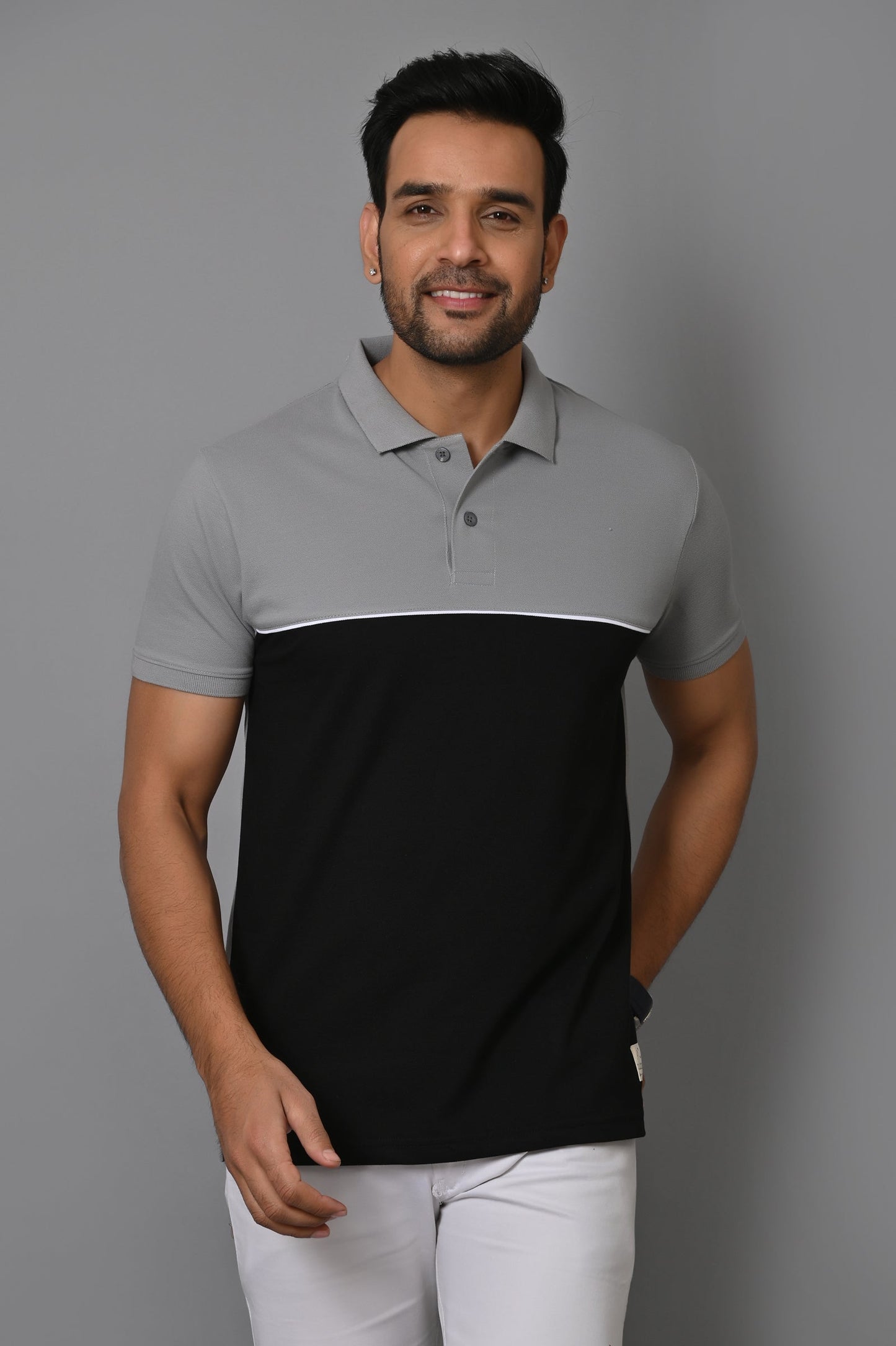 Arbour Men Colorblock Polo Neck Cotton Blend T-Shirt