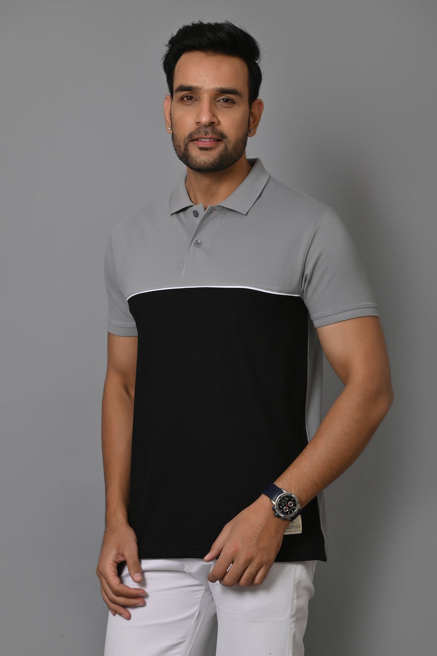 Arbour Men Colorblock Polo Neck Cotton Blend T-Shirt