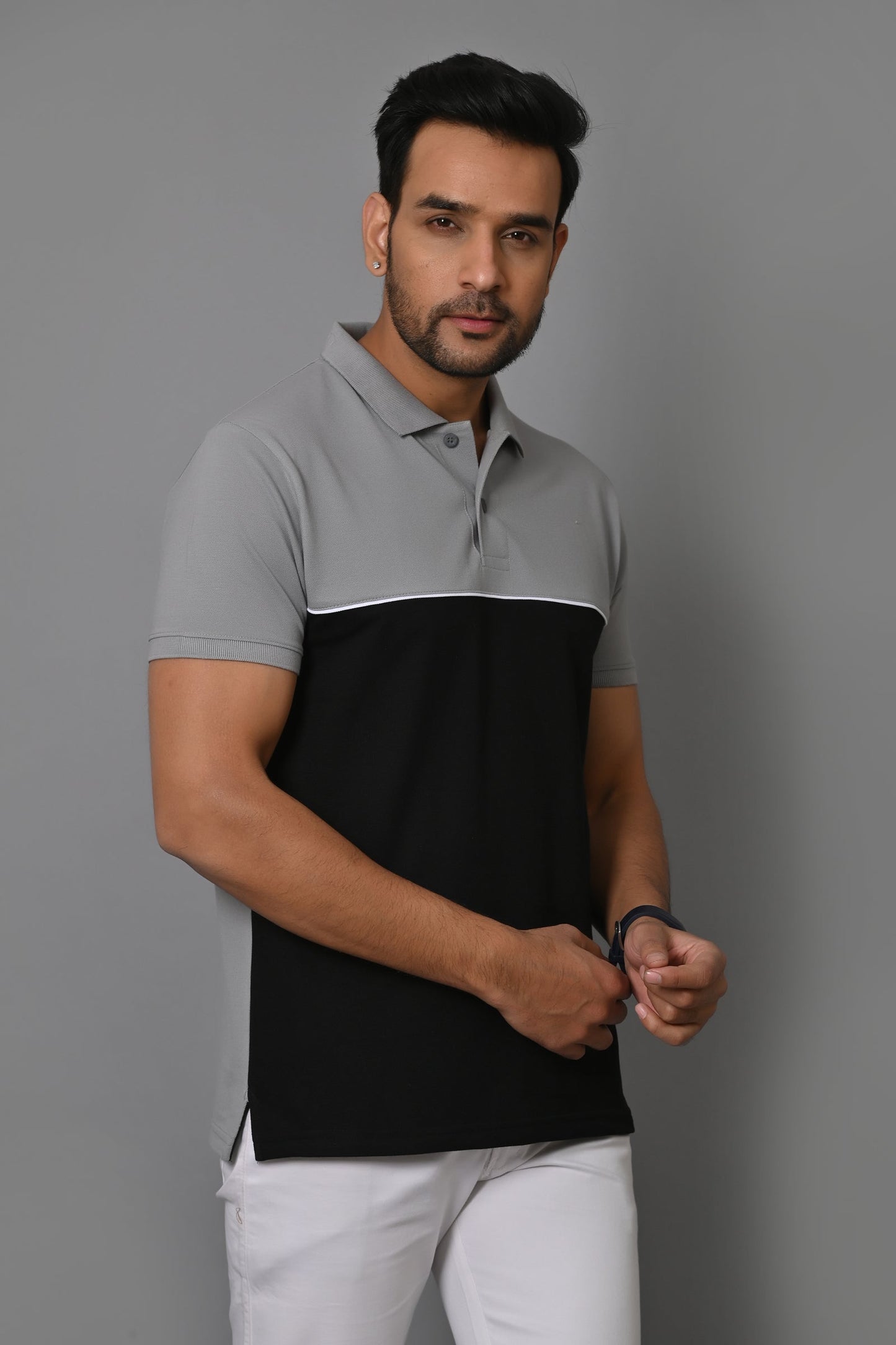 Arbour Men Colorblock Polo Neck Cotton Blend T-Shirt