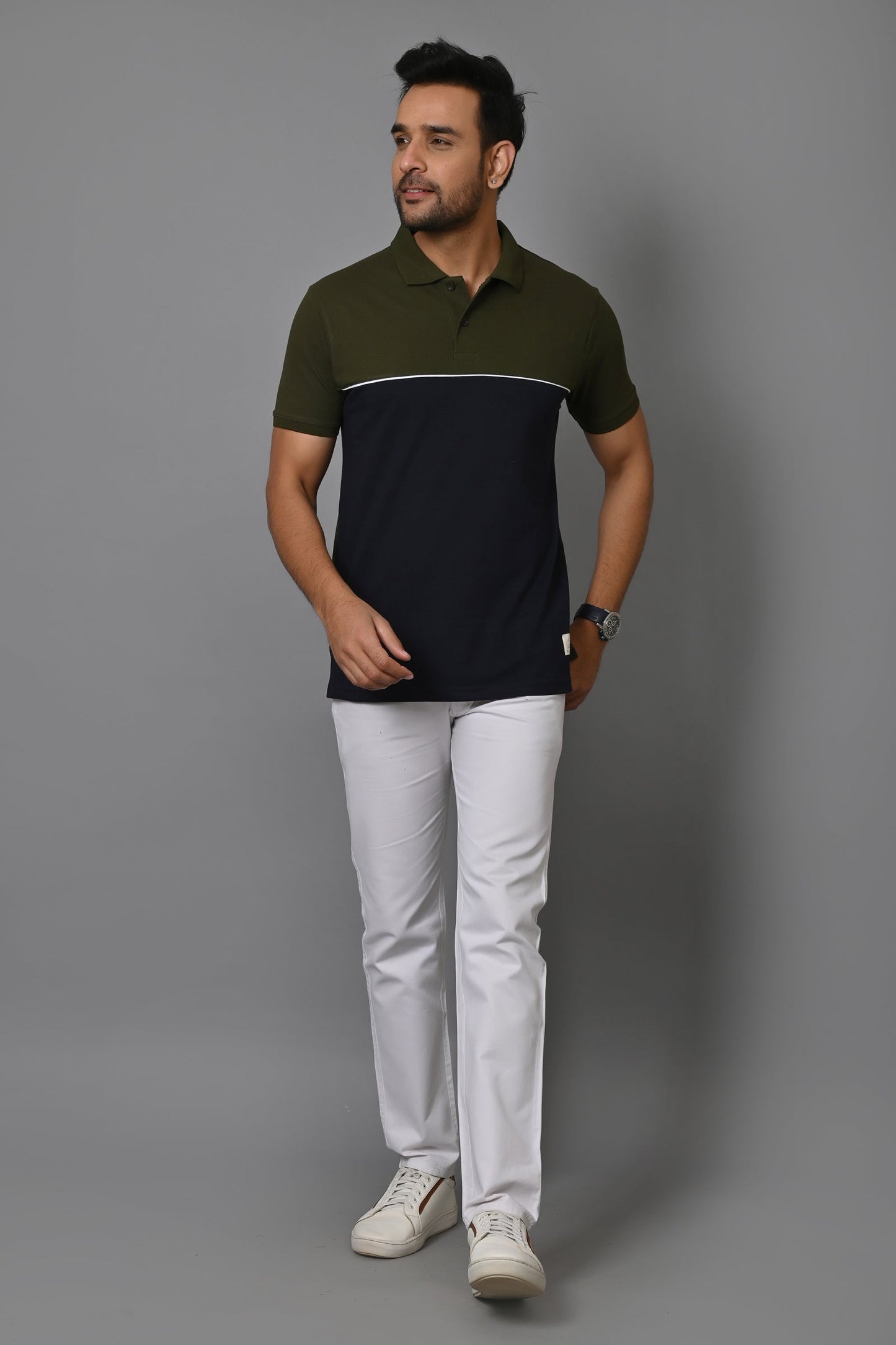 Arbour Men Colorblock Polo Neck Cotton Blend T-Shirt