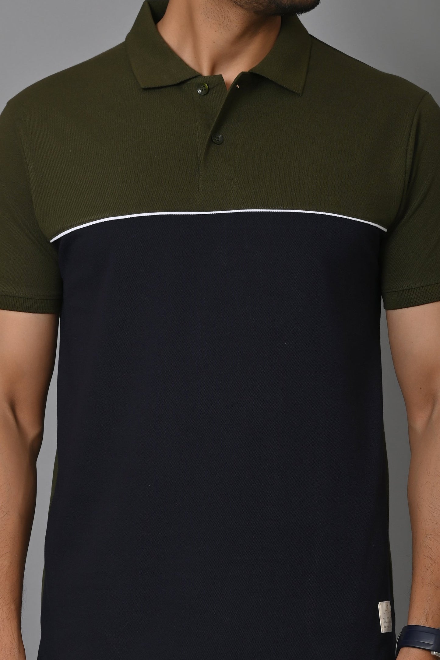 Arbour Men Colorblock Polo Neck Cotton Blend T-Shirt