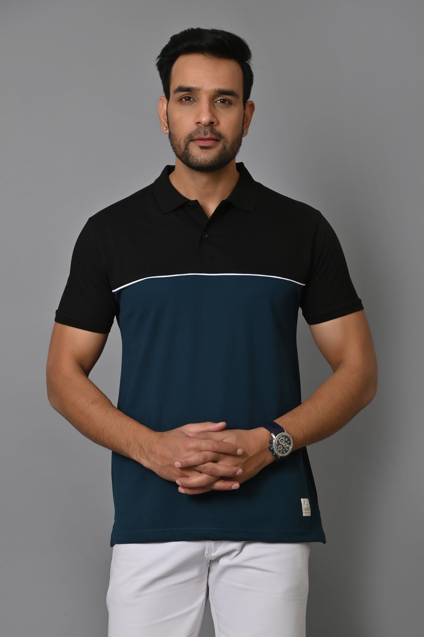 Arbour Men Colorblock Polo Neck Cotton Blend T-Shirt