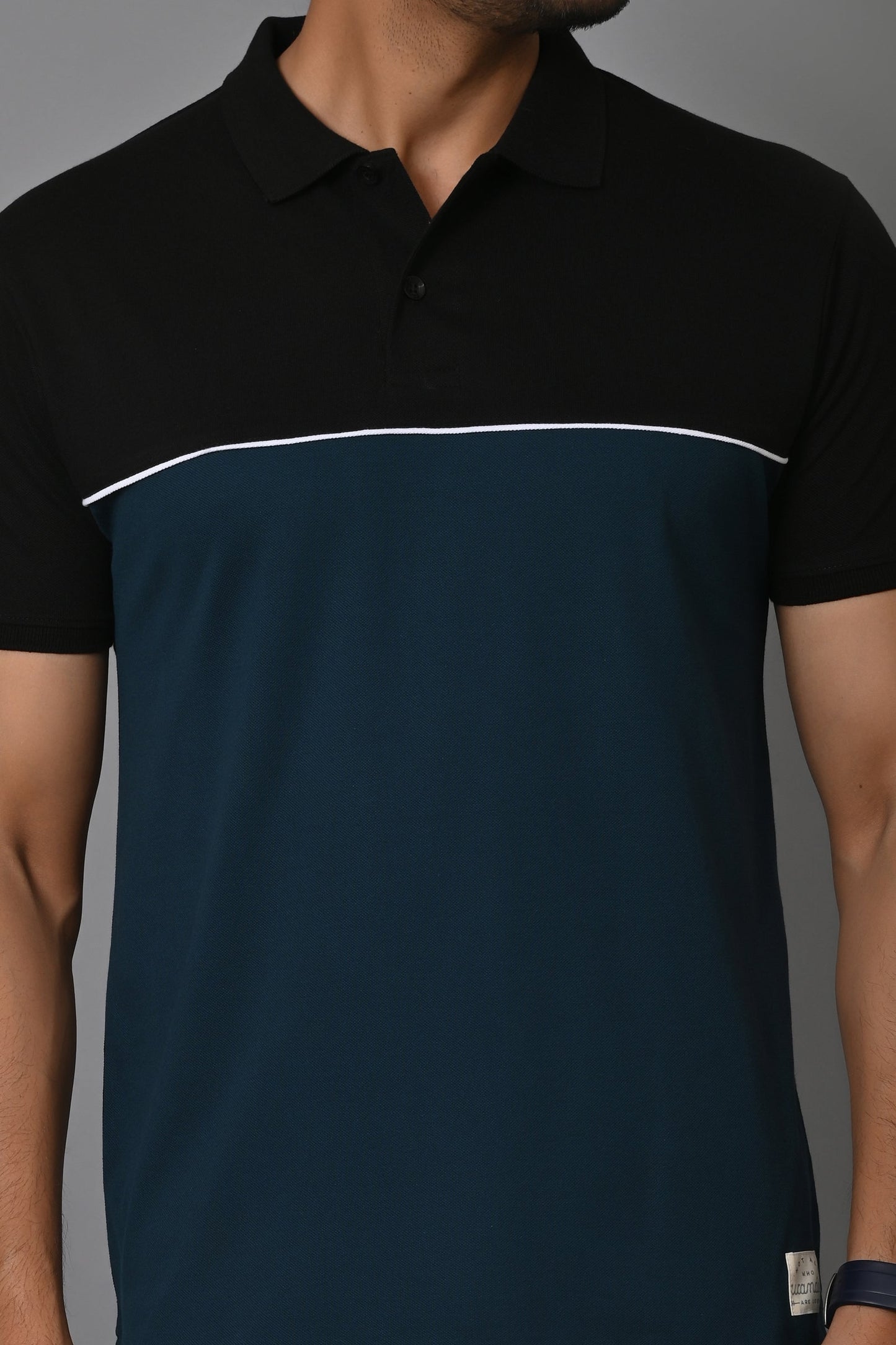 Arbour Men Colorblock Polo Neck Cotton Blend T-Shirt