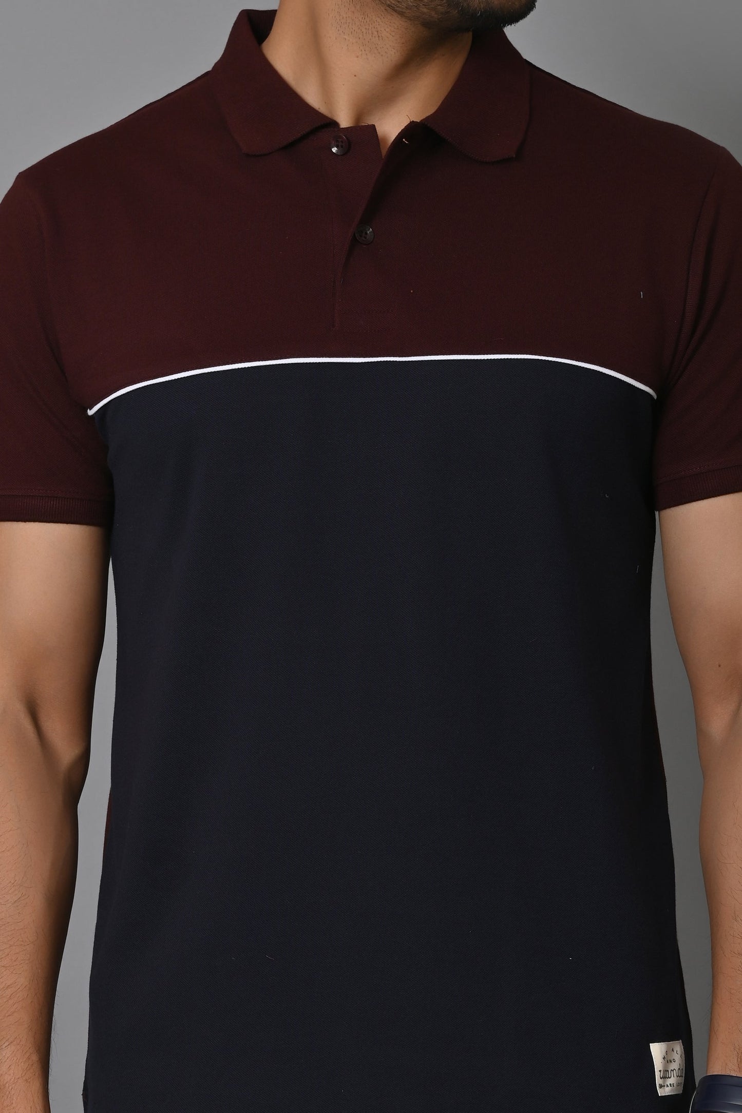 Arbour Men Colorblock Polo Neck Cotton Blend T-Shirt