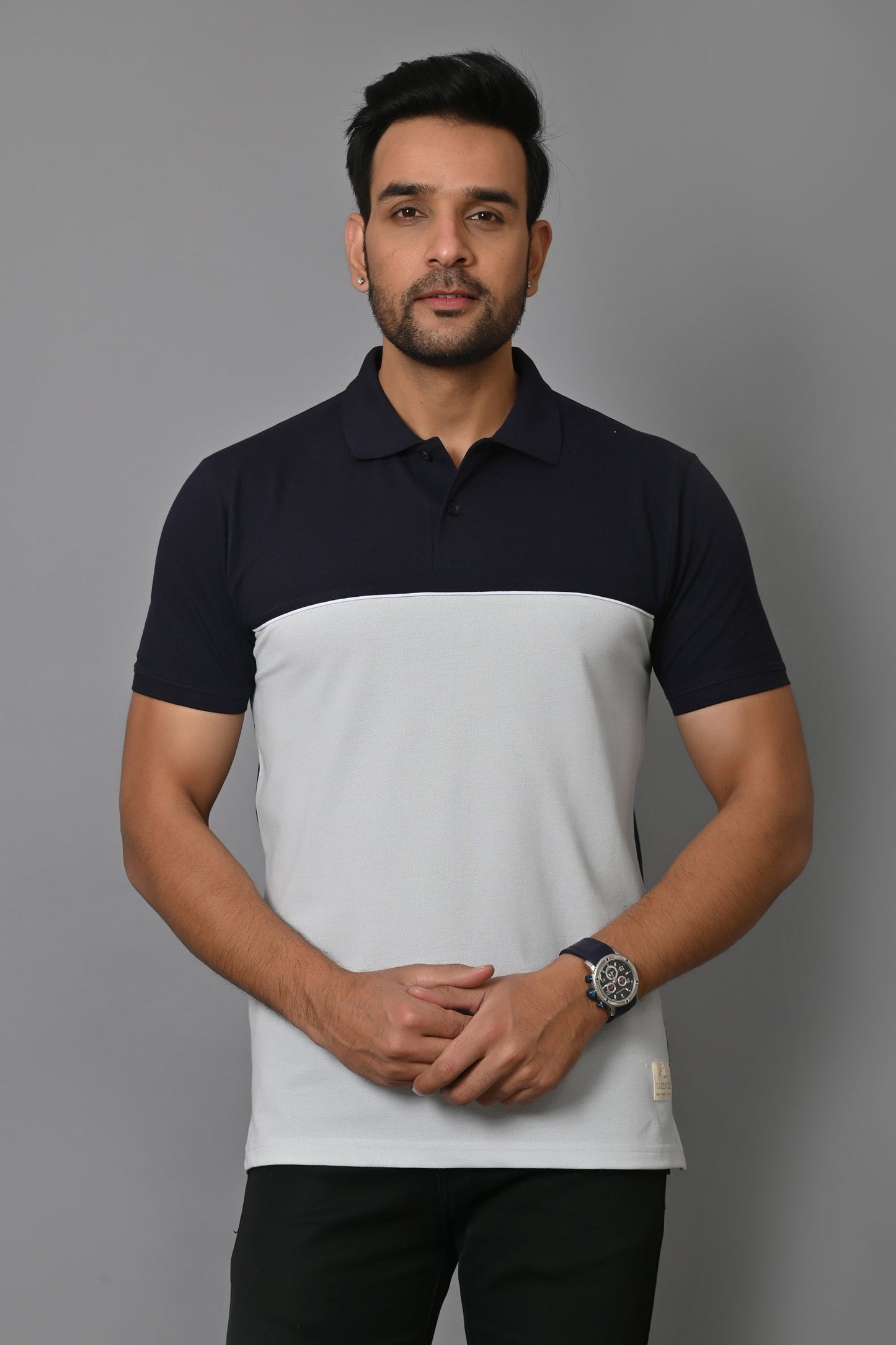 Arbour Men Colorblock Polo Neck Cotton Blend T-Shirt