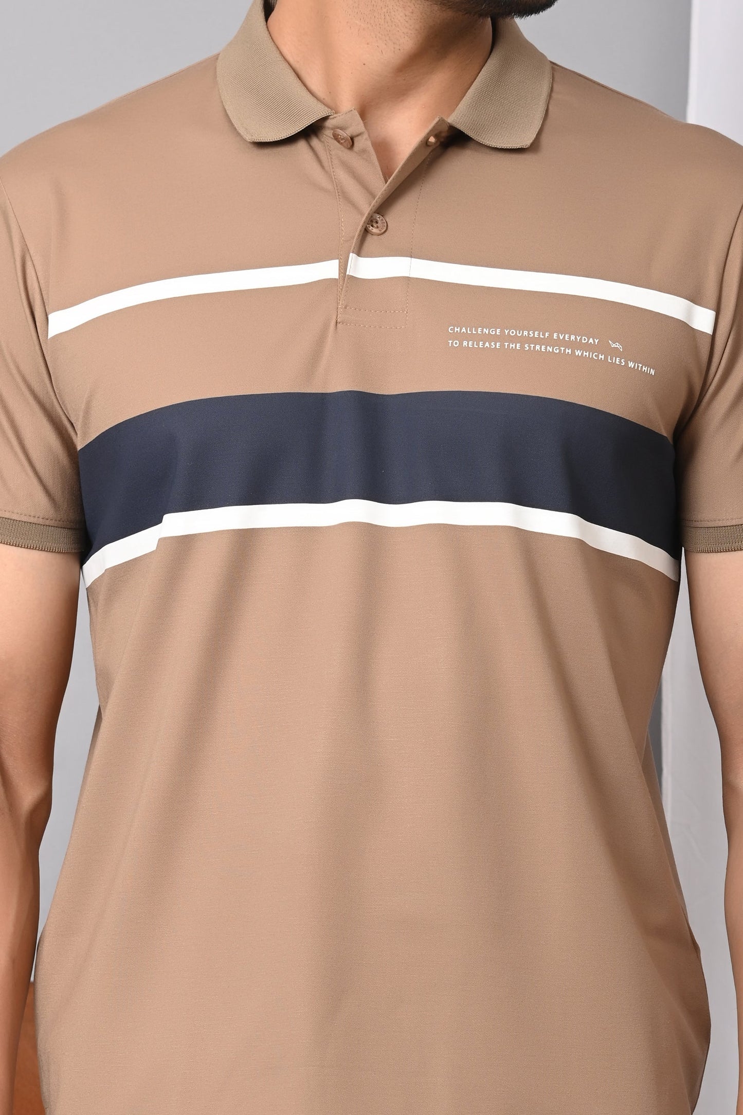 Arbour Men Polo Neck Stripes Half Sleeves T-Shirt