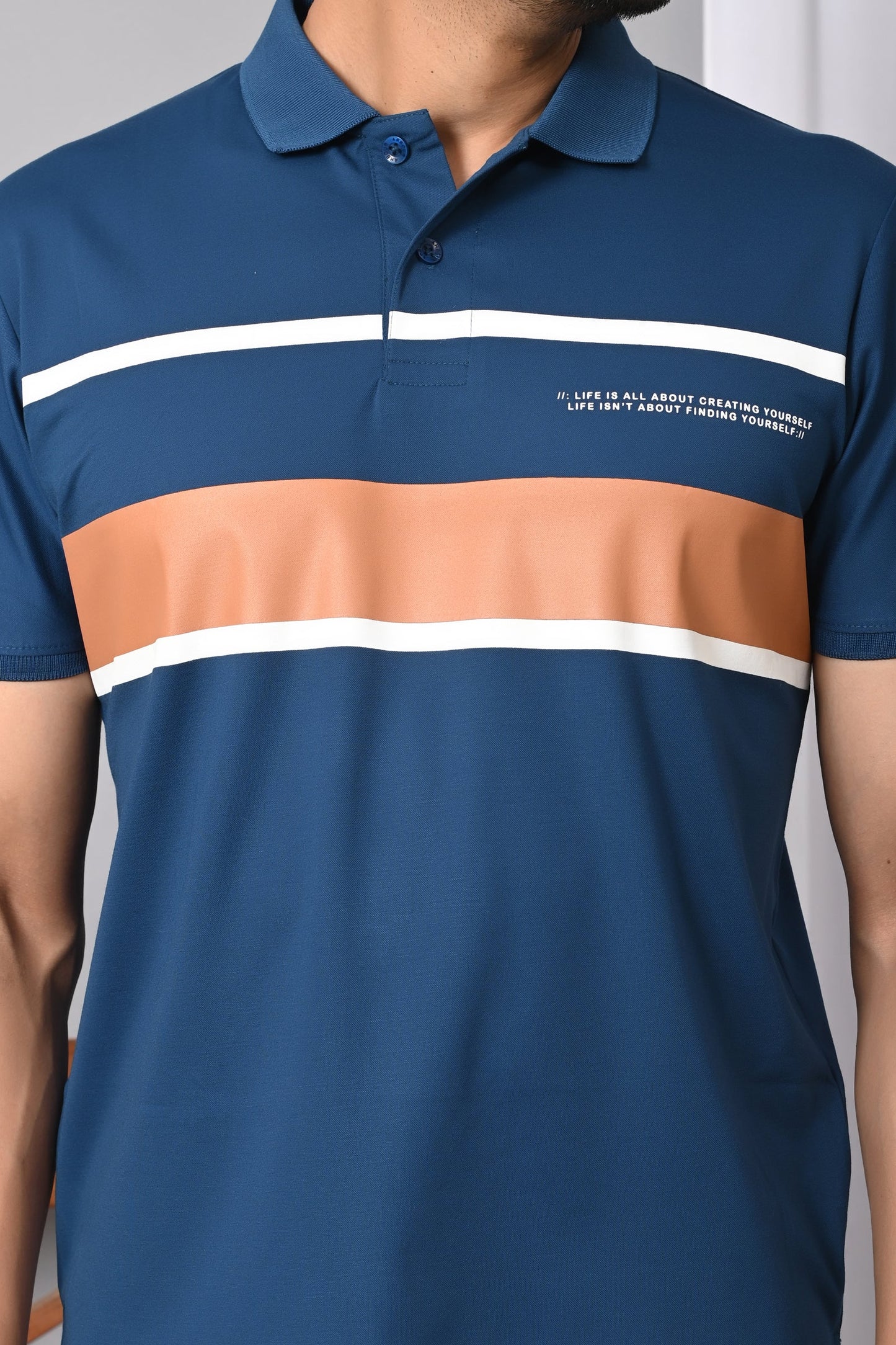 Arbour Men Polo Neck Stripes Half Sleeves T-Shirt