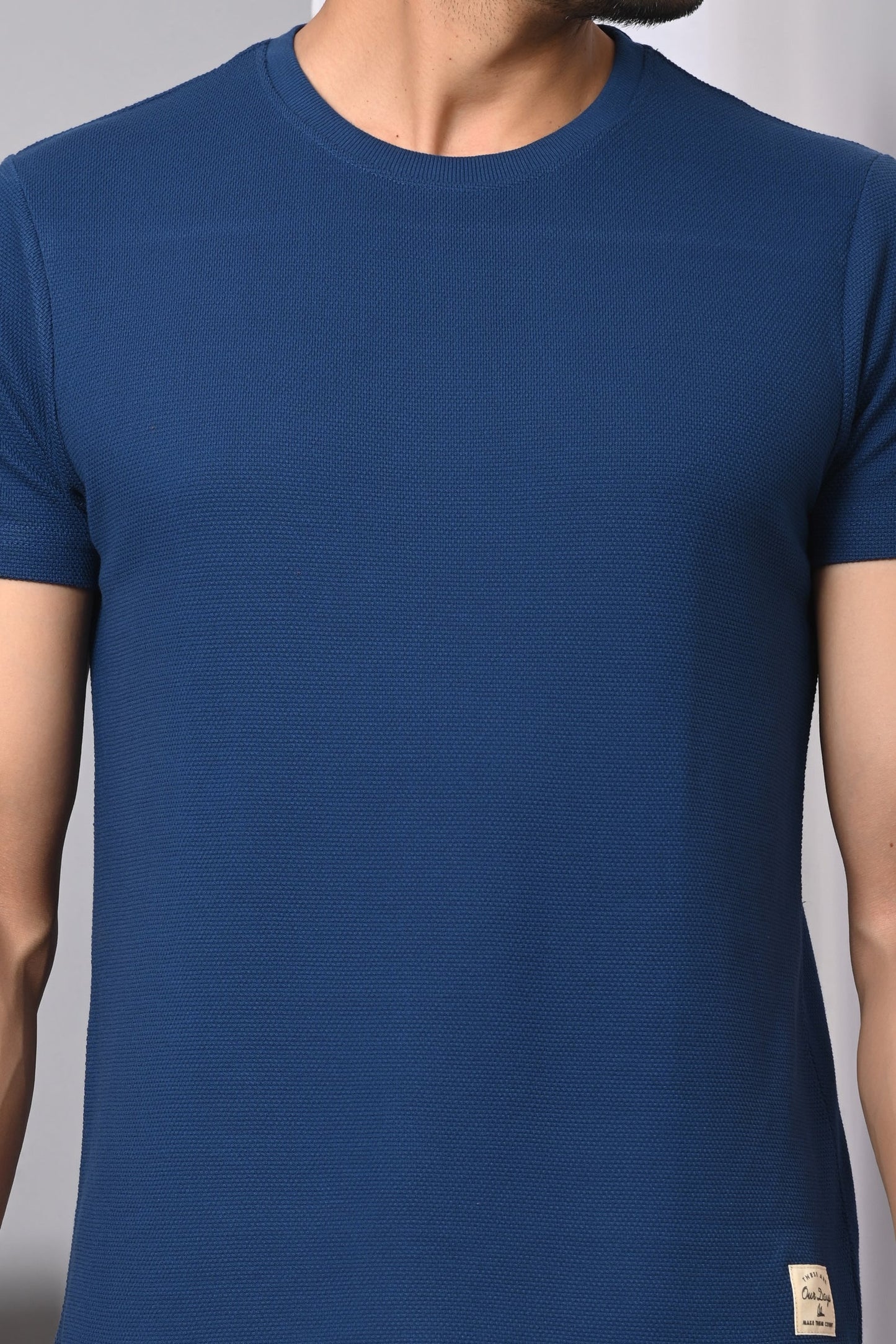Arbour Men Solid Round Neck Cotton Blend T-Shirt