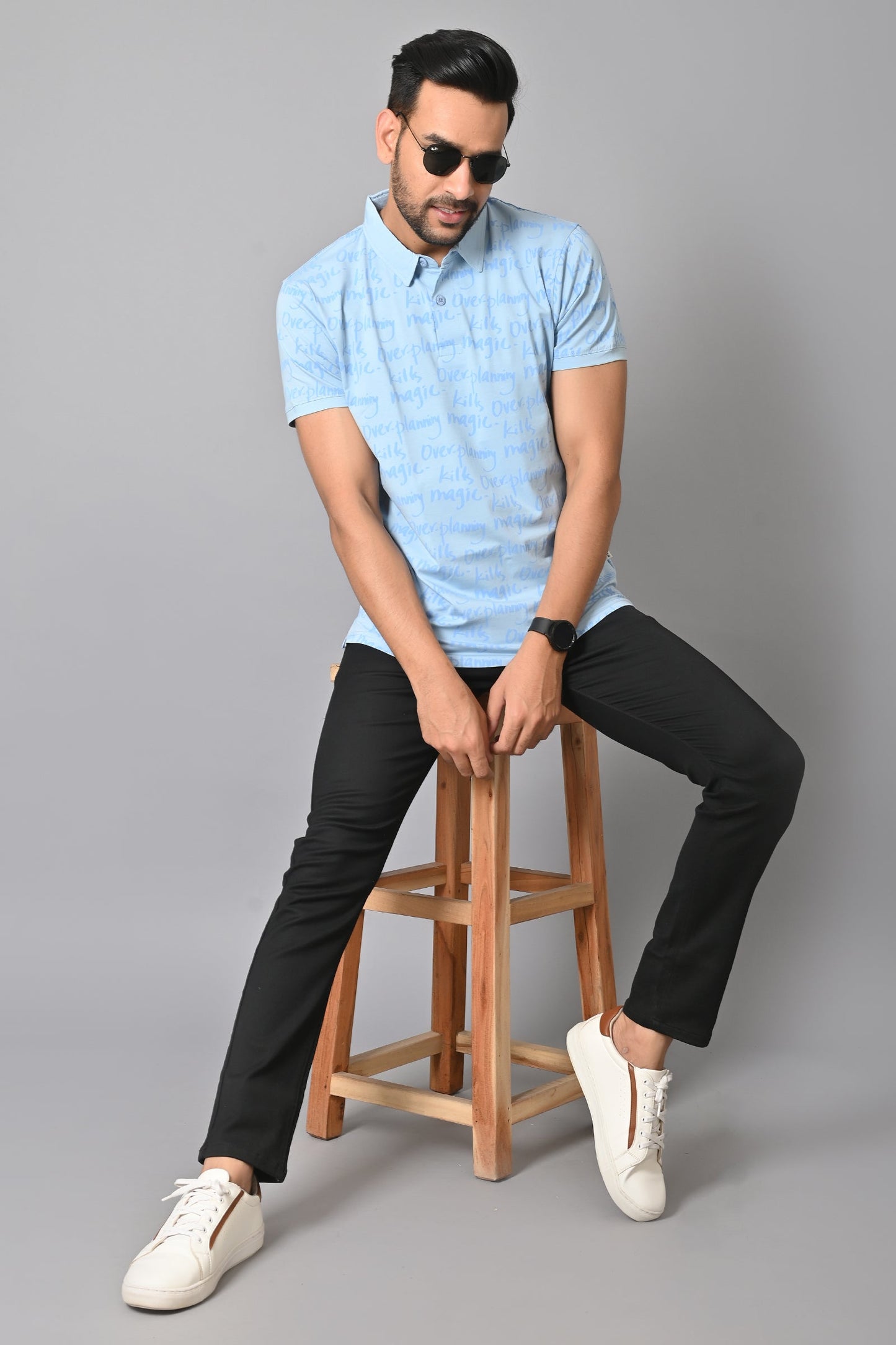 Arbour Men Allover Printed Polo Neck T-Shirt