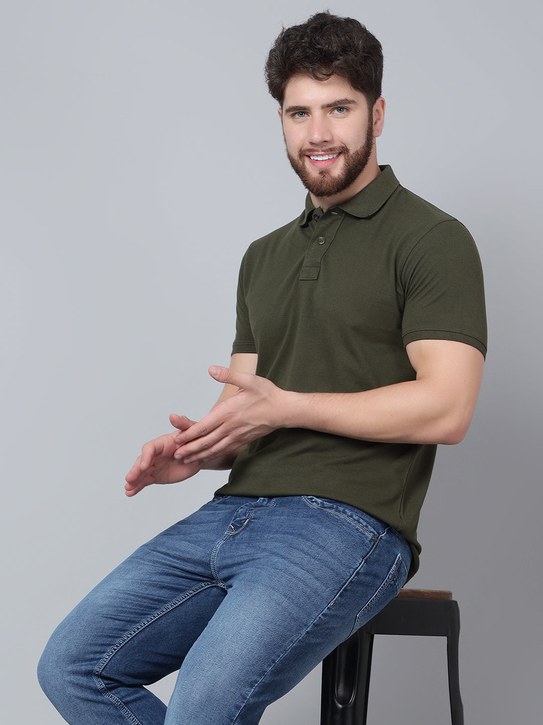 Arbour Men Polo Neck Plain Solid half Sleeves T-Shirt