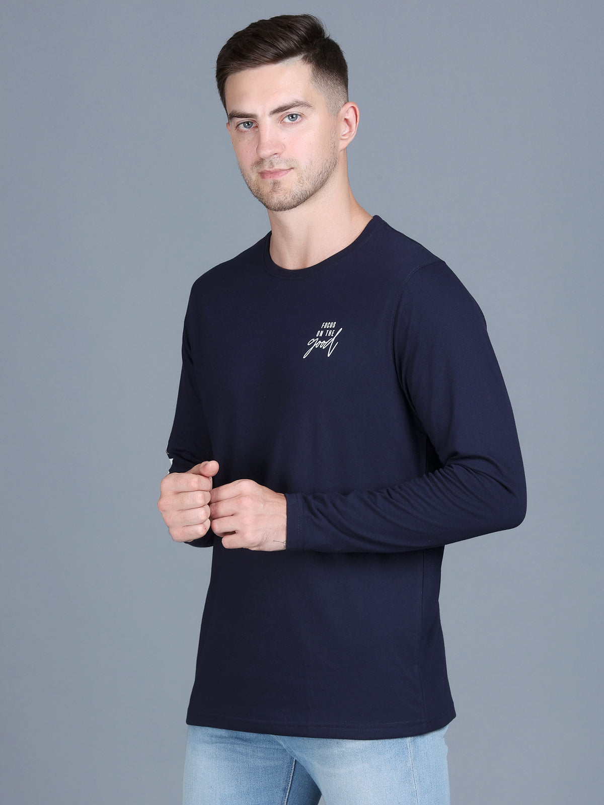 Arbour Men Round Neck Slim Fit Full Sleeves T-Shirt