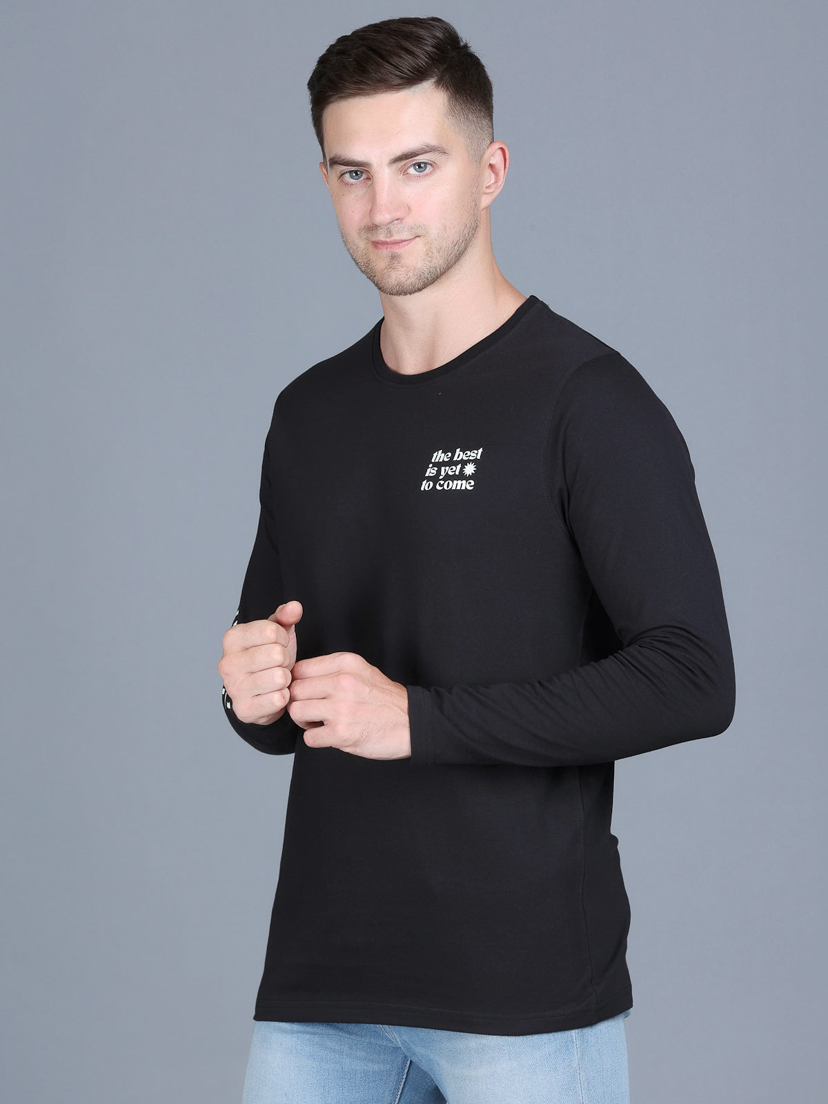 Arbour Men Round Neck Slim Fit Full Sleeves T-Shirt