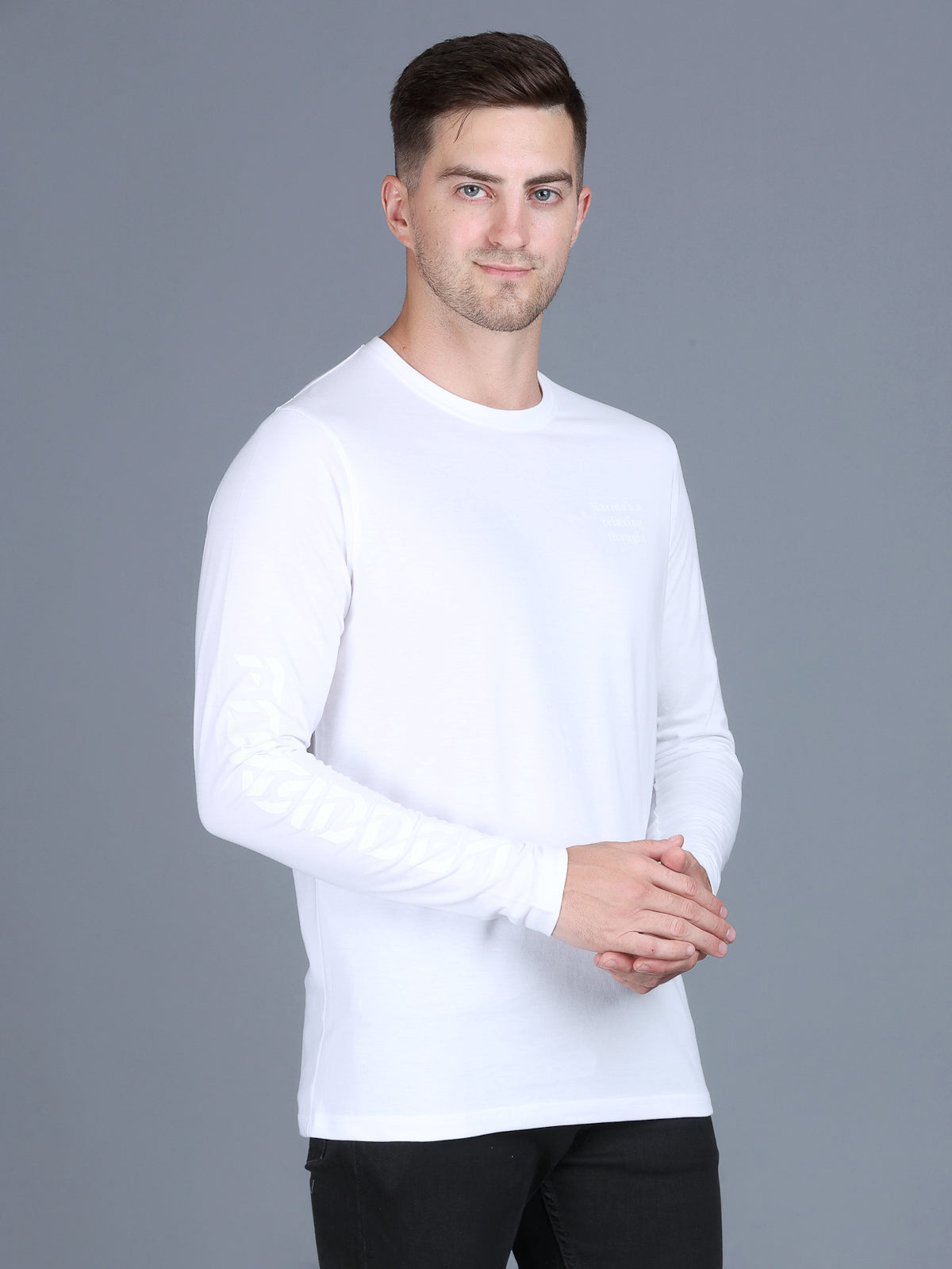 Arbour Men Round Neck Slim Fit Full Sleeves T-Shirt