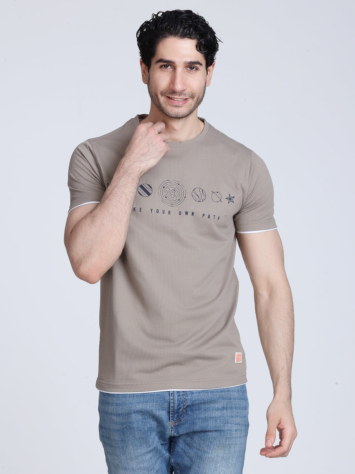 Arbour Men Round Neck Printed Half Sleeves T-Shirt