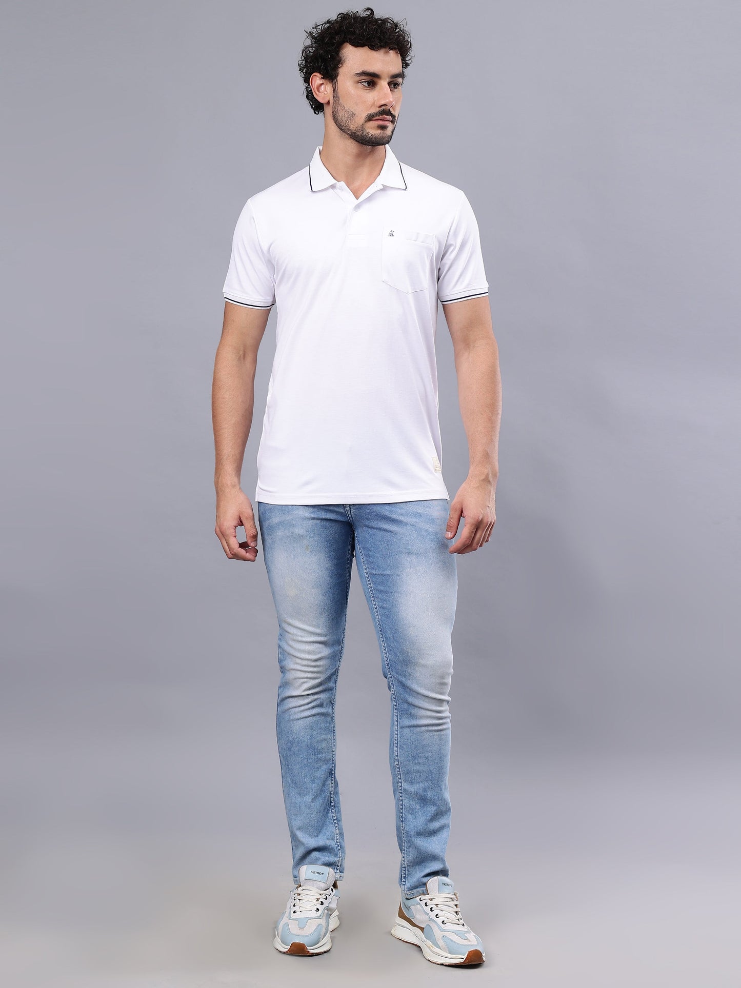 Arbour Men Polo Neck Solid Pocket Half Sleeves T-Shirt