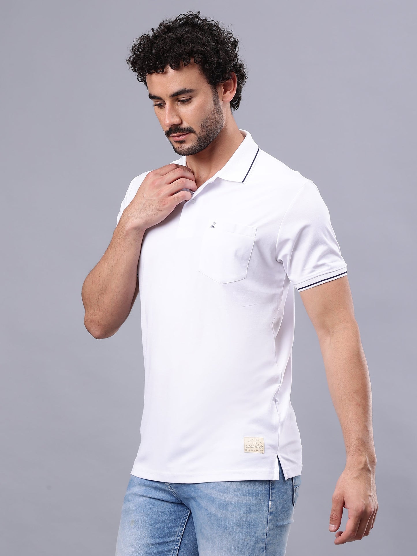 Arbour Men Polo Neck Solid Pocket Half Sleeves T-Shirt