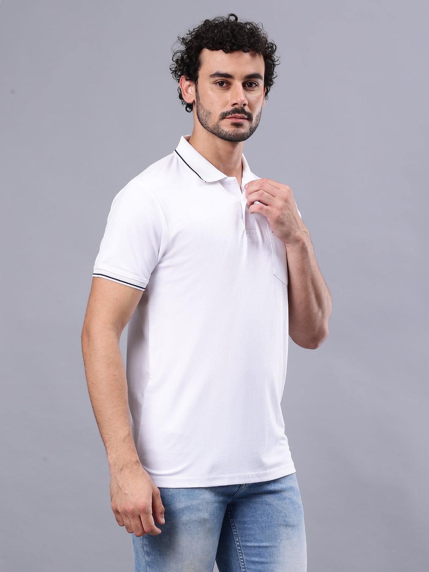 Arbour Men Polo Neck Solid Pocket Half Sleeves T-Shirt