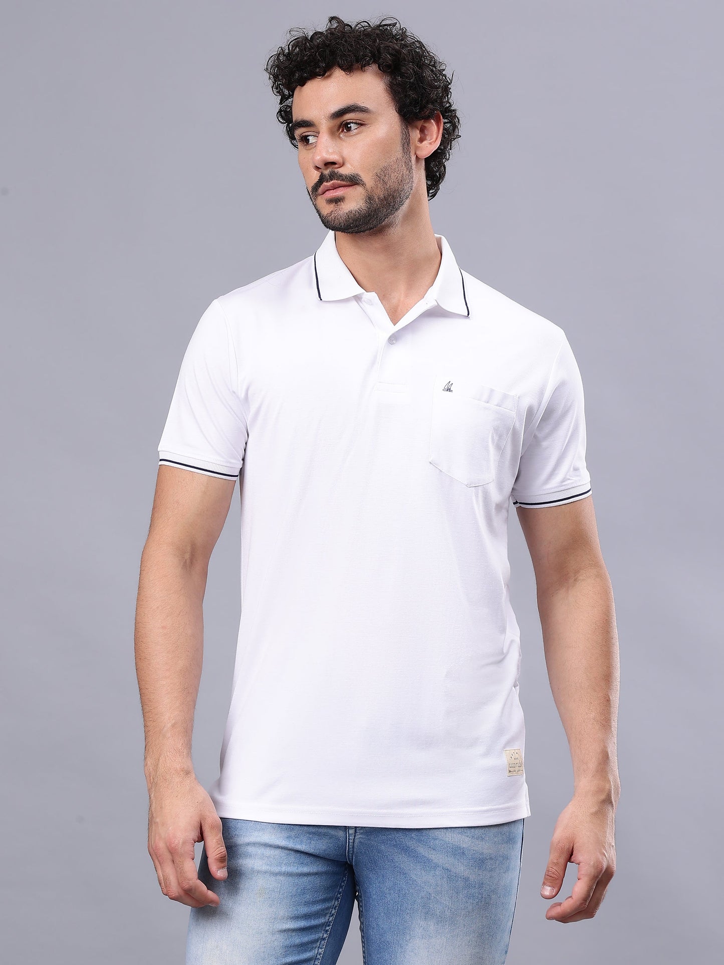 Arbour Men Polo Neck Solid Pocket Half Sleeves T-Shirt