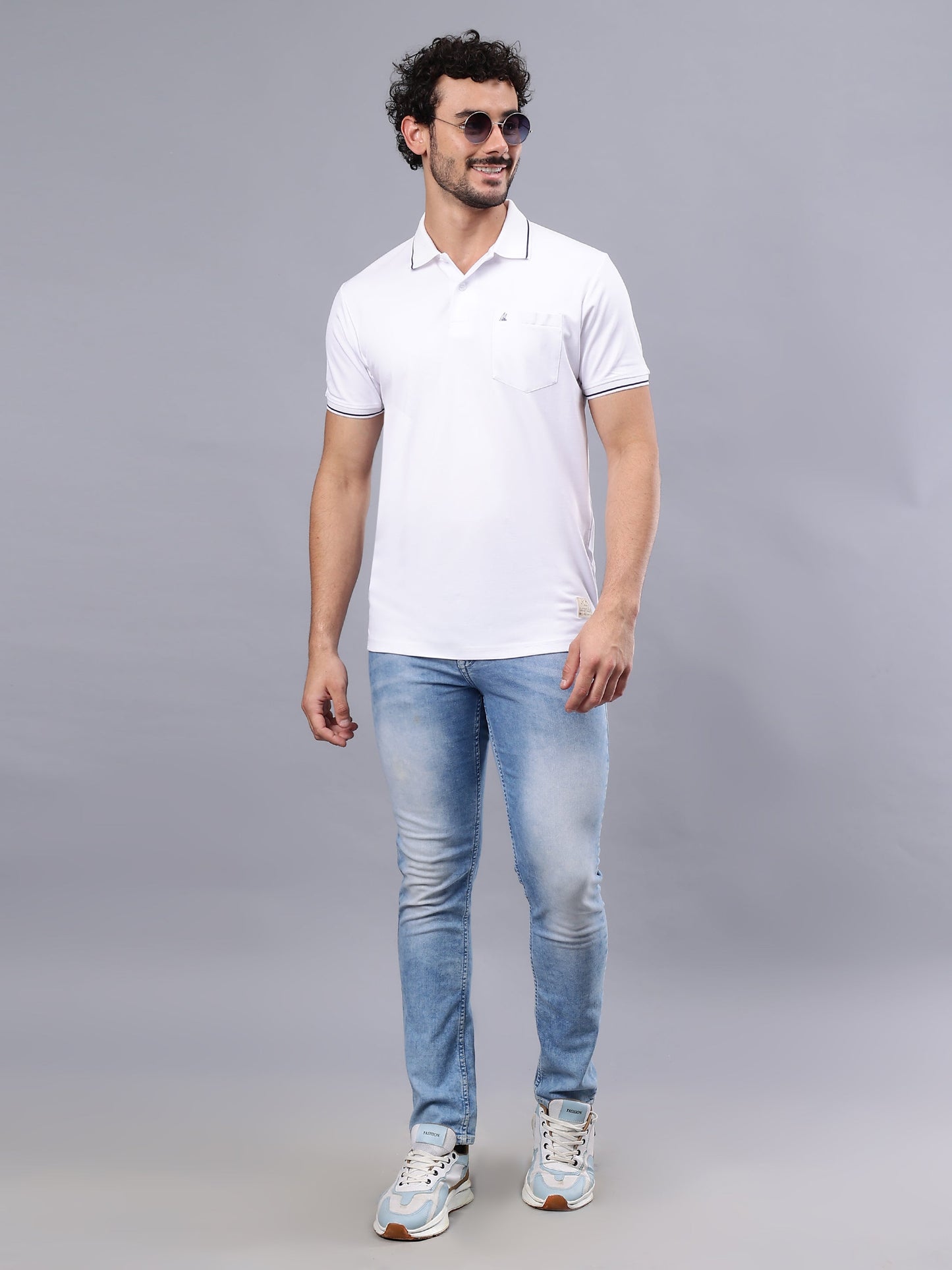 Arbour Men Polo Neck Solid Pocket Half Sleeves T-Shirt