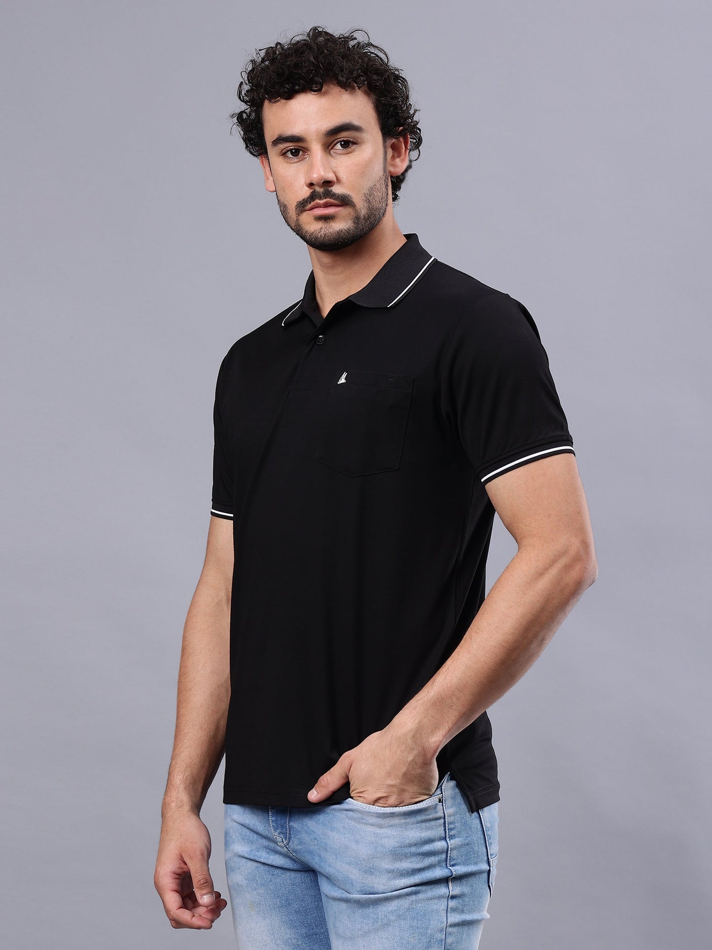 Arbour Men Polo Neck Solid Pocket Half Sleeves T-Shirt