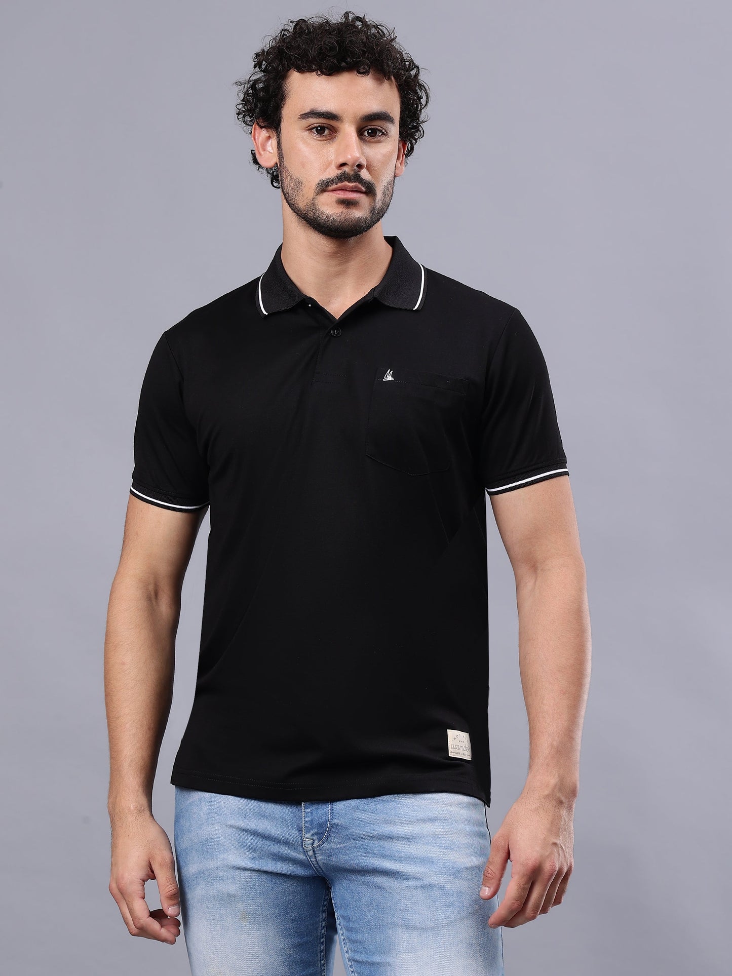 Arbour Men Polo Neck Solid Pocket Half Sleeves T-Shirt