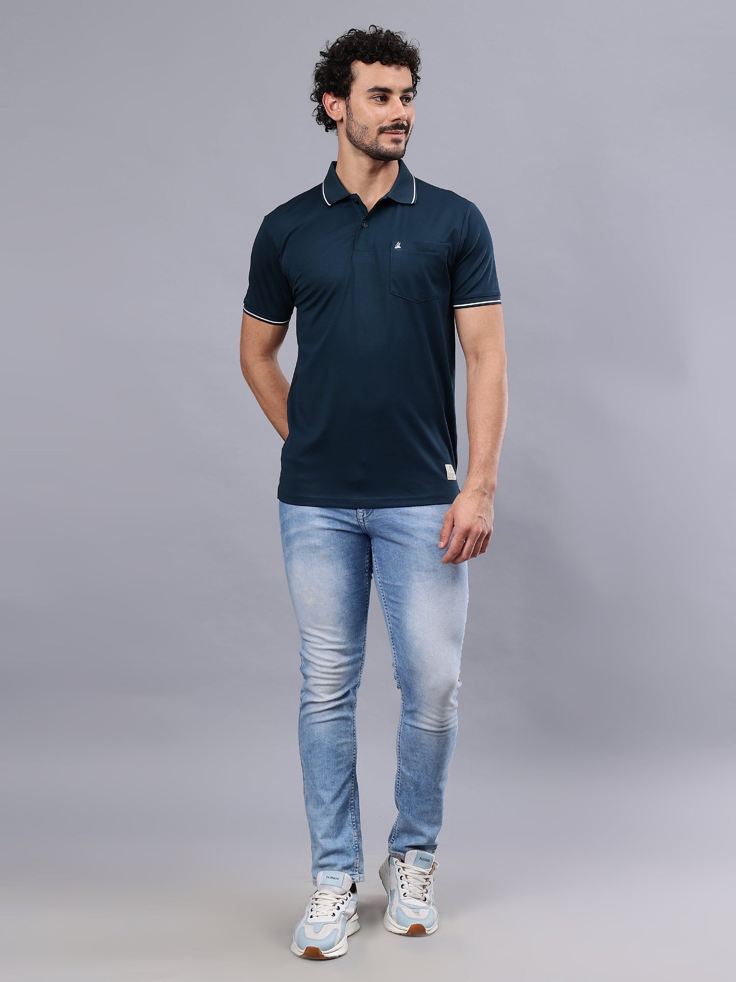 Arbour Men Polo Neck Solid Pocket Half Sleeves T-Shirt