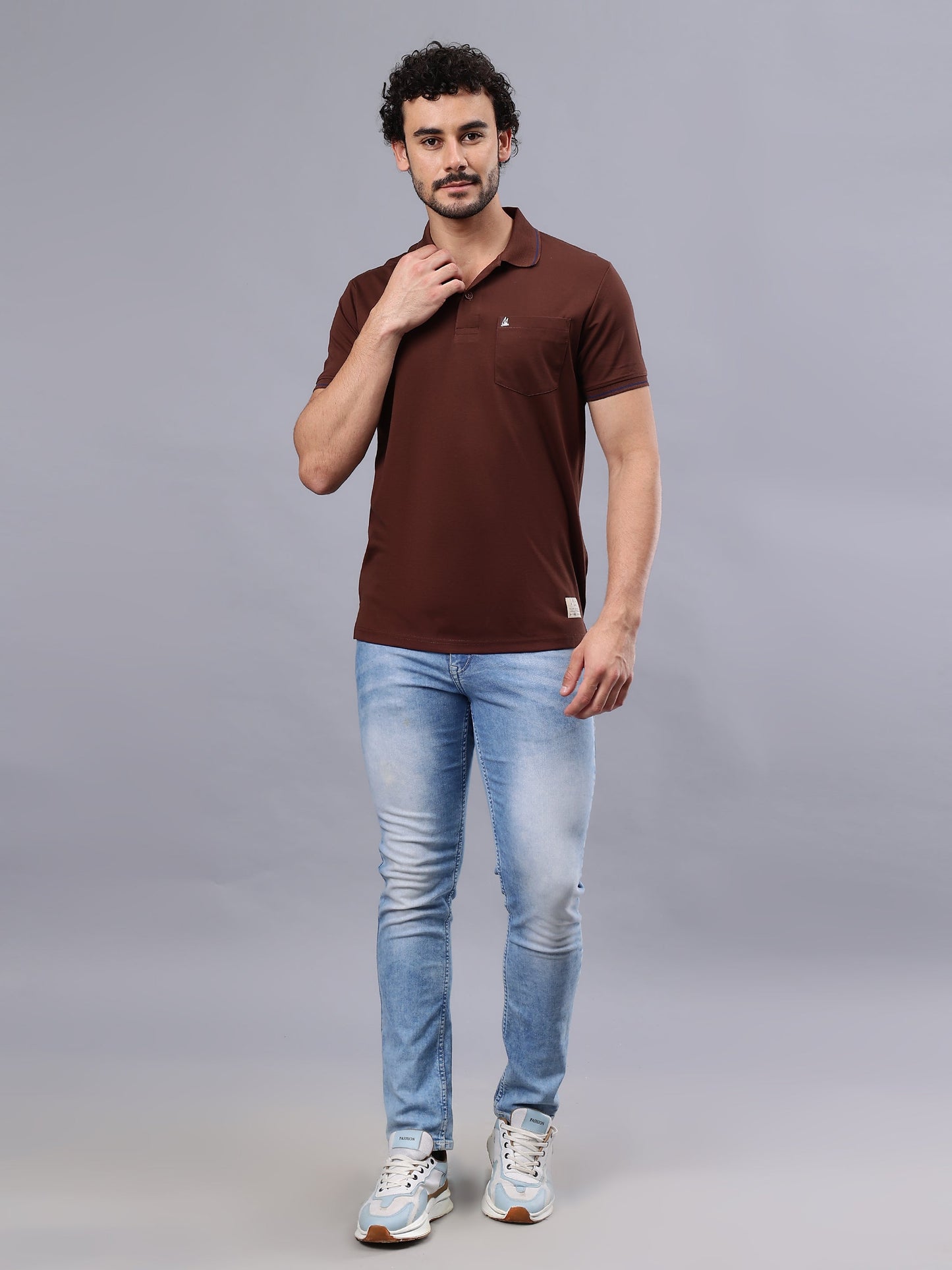 Arbour Men Polo Neck Solid Pocket Half Sleeves T-Shirt