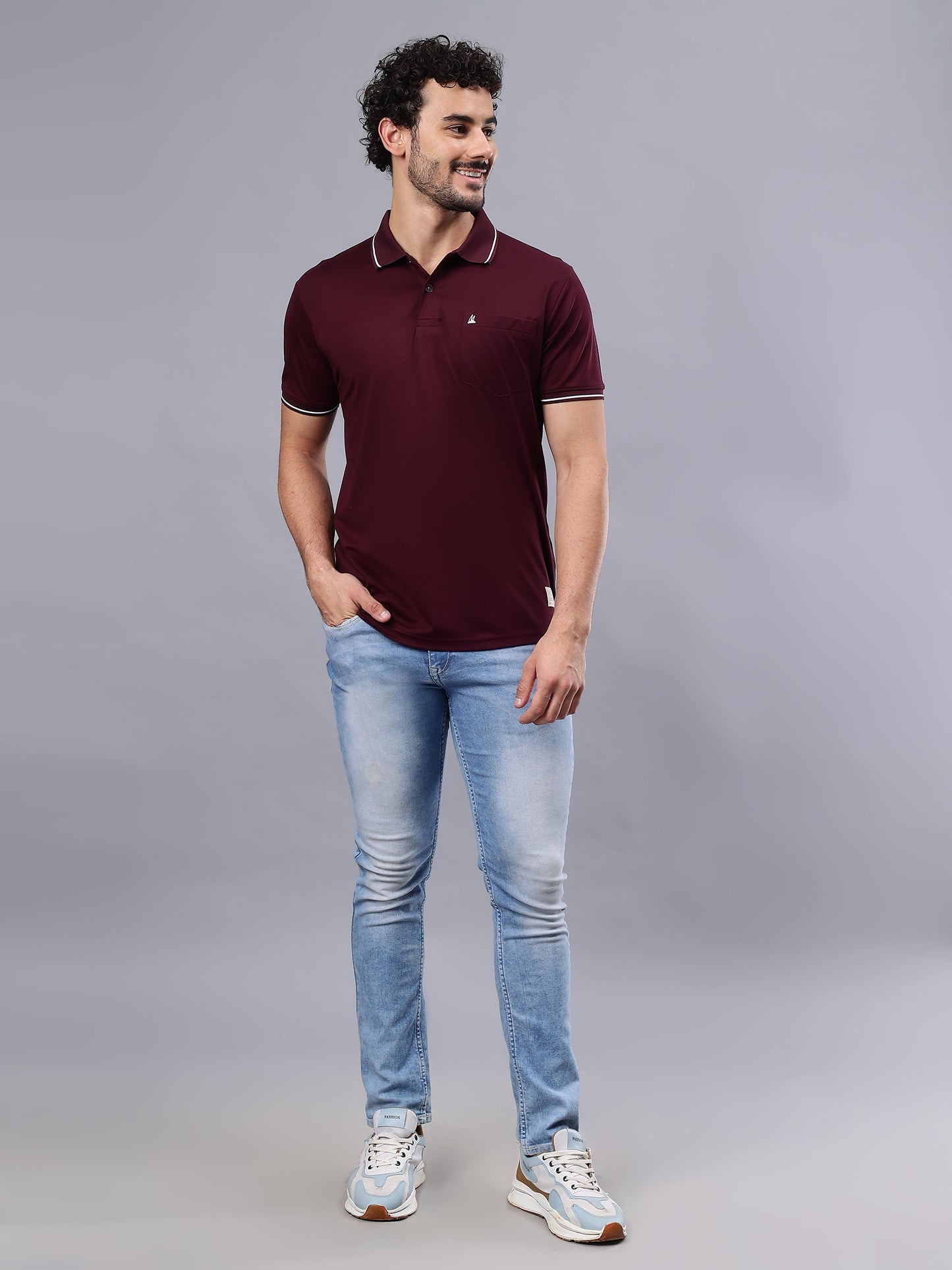 Arbour Men Polo Neck Solid Pocket Half Sleeves T-Shirt