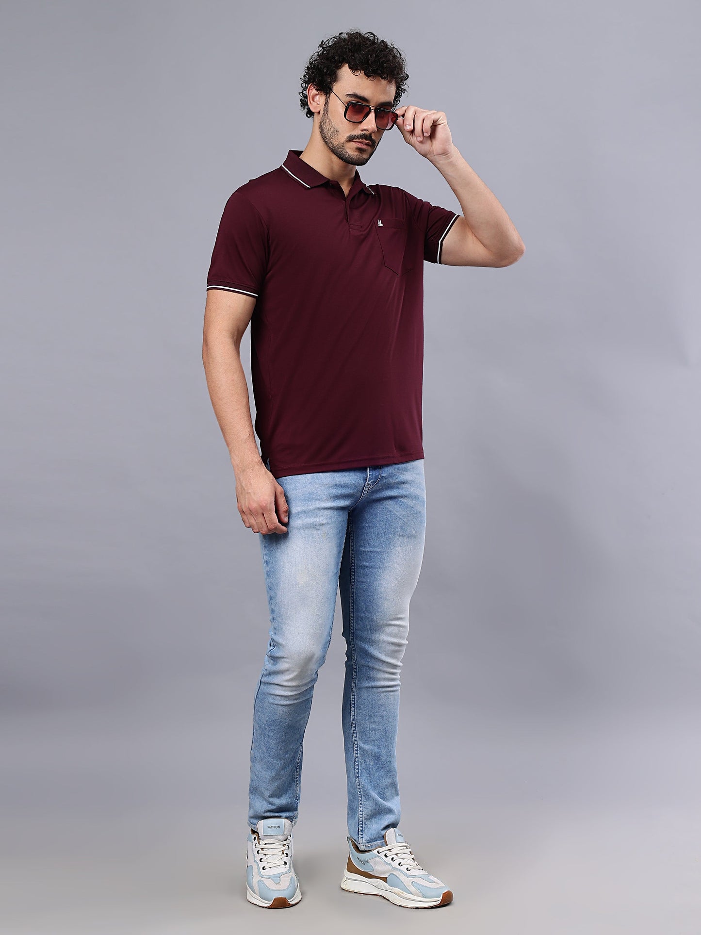 Arbour Men Polo Neck Solid Pocket Half Sleeves T-Shirt