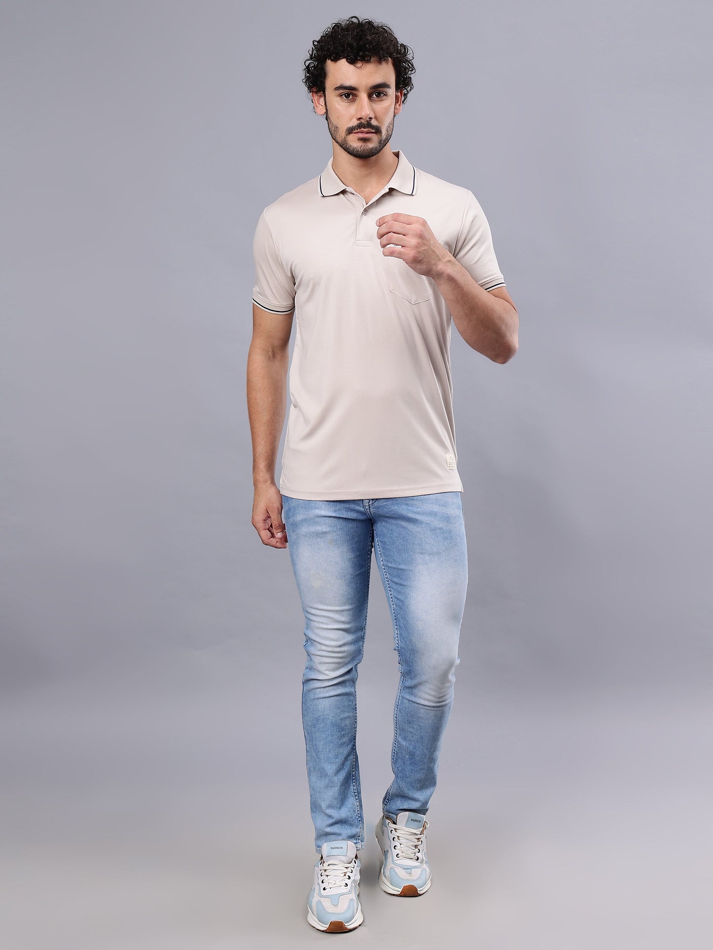 Arbour Men Polo Neck Solid Pocket Half Sleeves T-Shirt