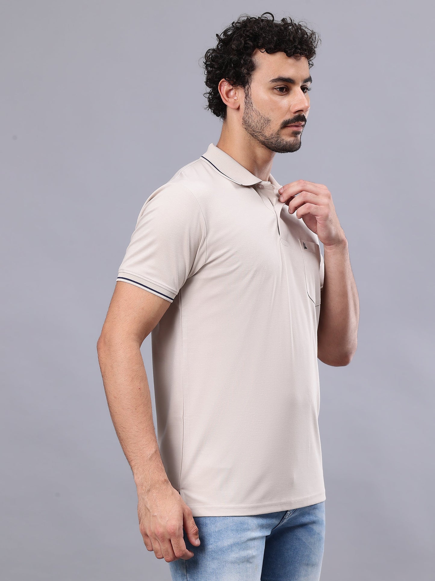 Arbour Men Polo Neck Solid Pocket Half Sleeves T-Shirt