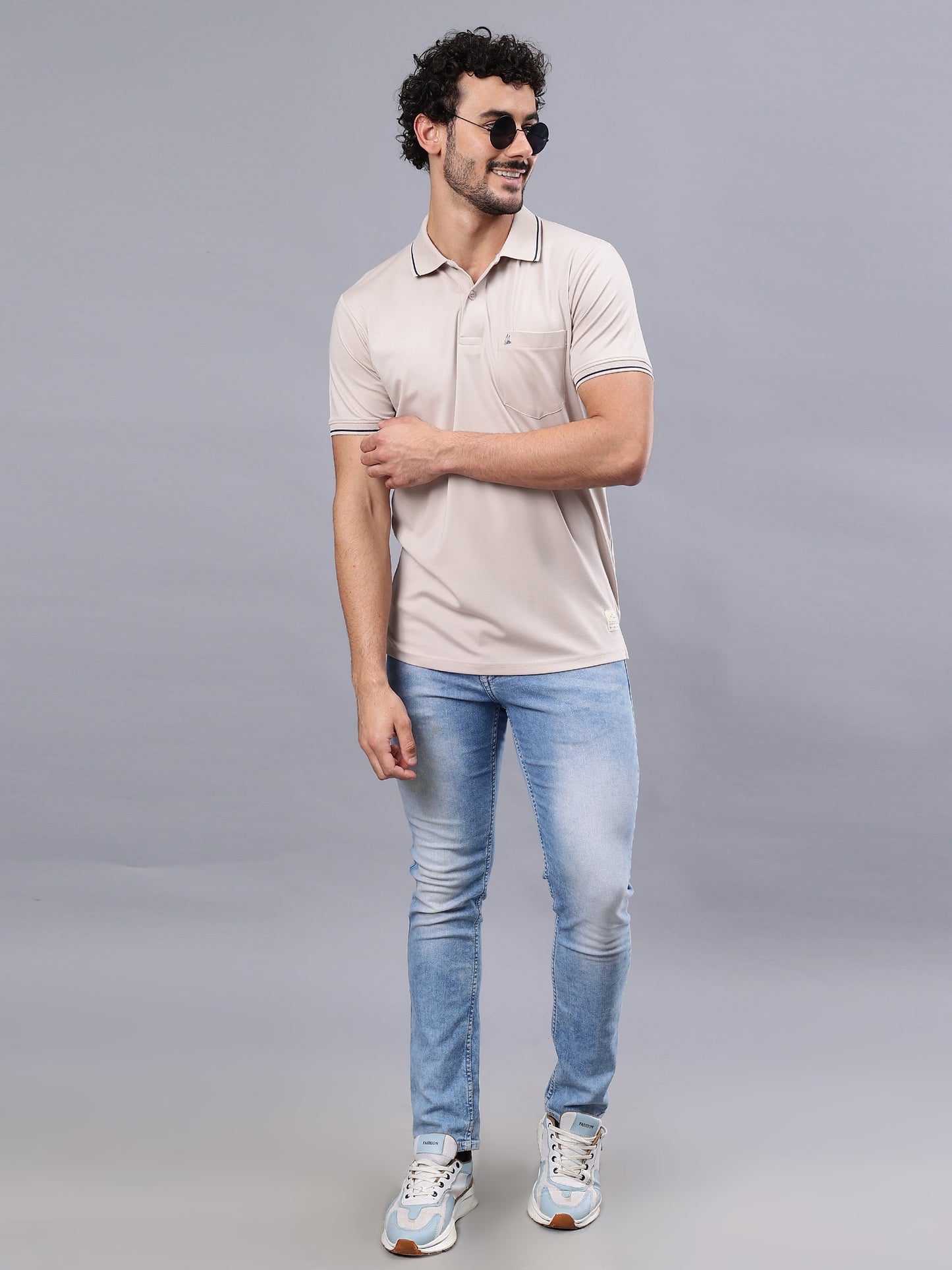 Arbour Men Polo Neck Solid Pocket Half Sleeves T-Shirt