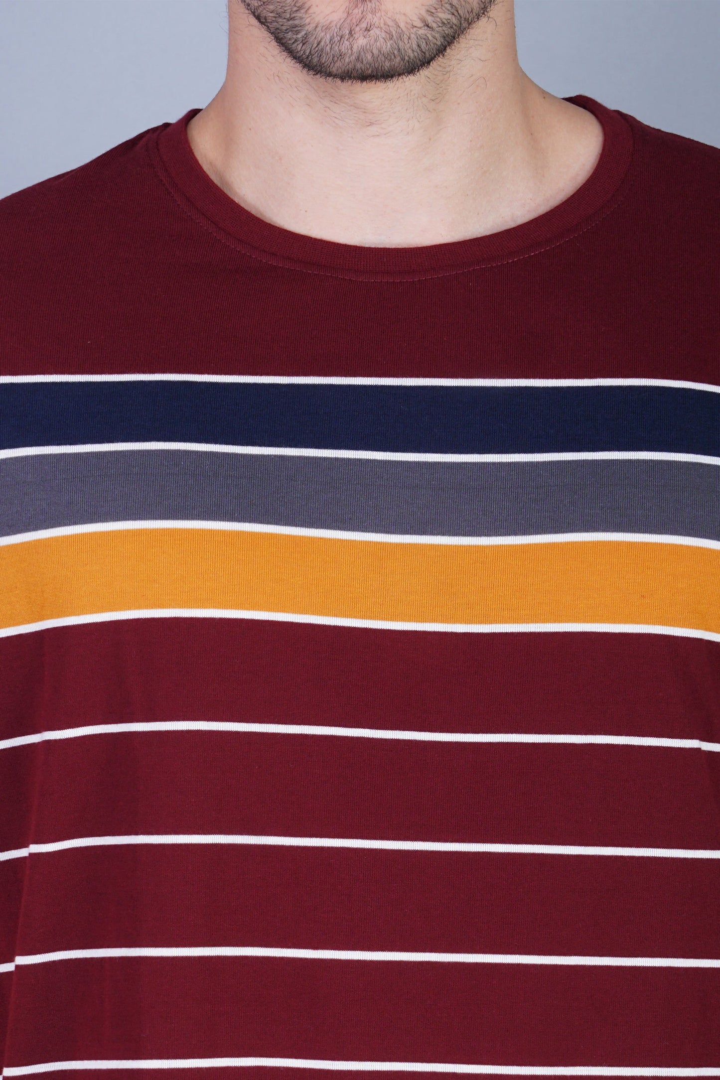 Arbour Men Striped Round Neck Cotton Blend Multicolor T-Shirt