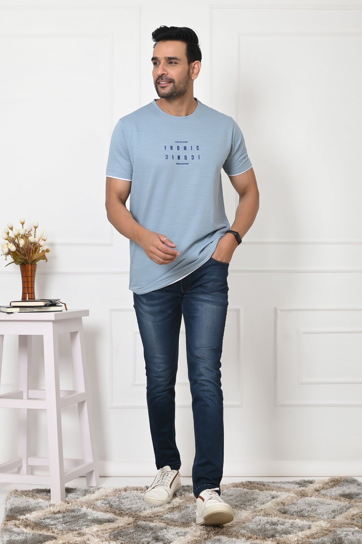 Arbour Men Round Neck Stylish Slim Fit T-Shirt