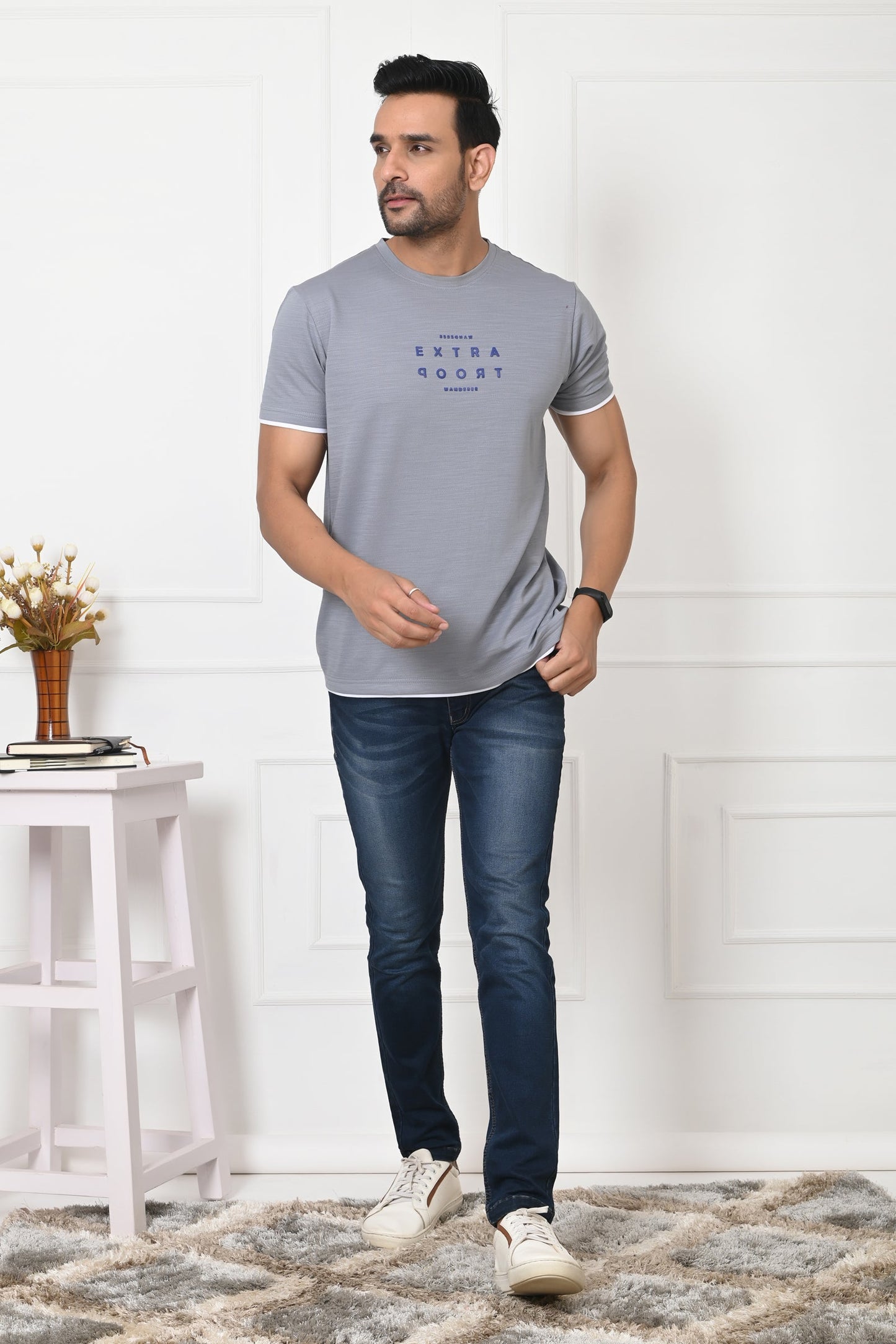 Arbour Men Round Neck Stylish Slim Fit T-Shirt