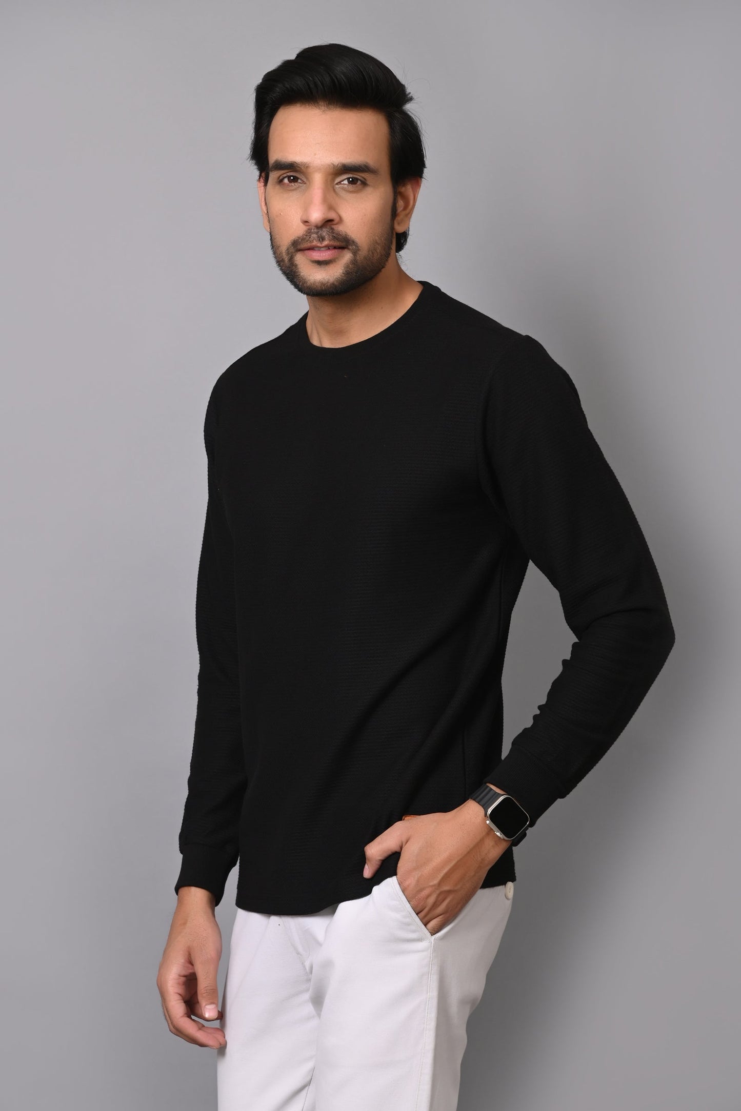 Arbour Men Round Neck Slim Fit Full Sleeves T-Shirt