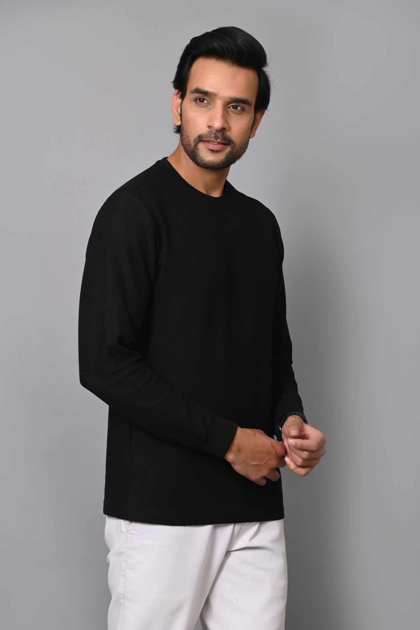 Arbour Men Round Neck Slim Fit Full Sleeves T-Shirt