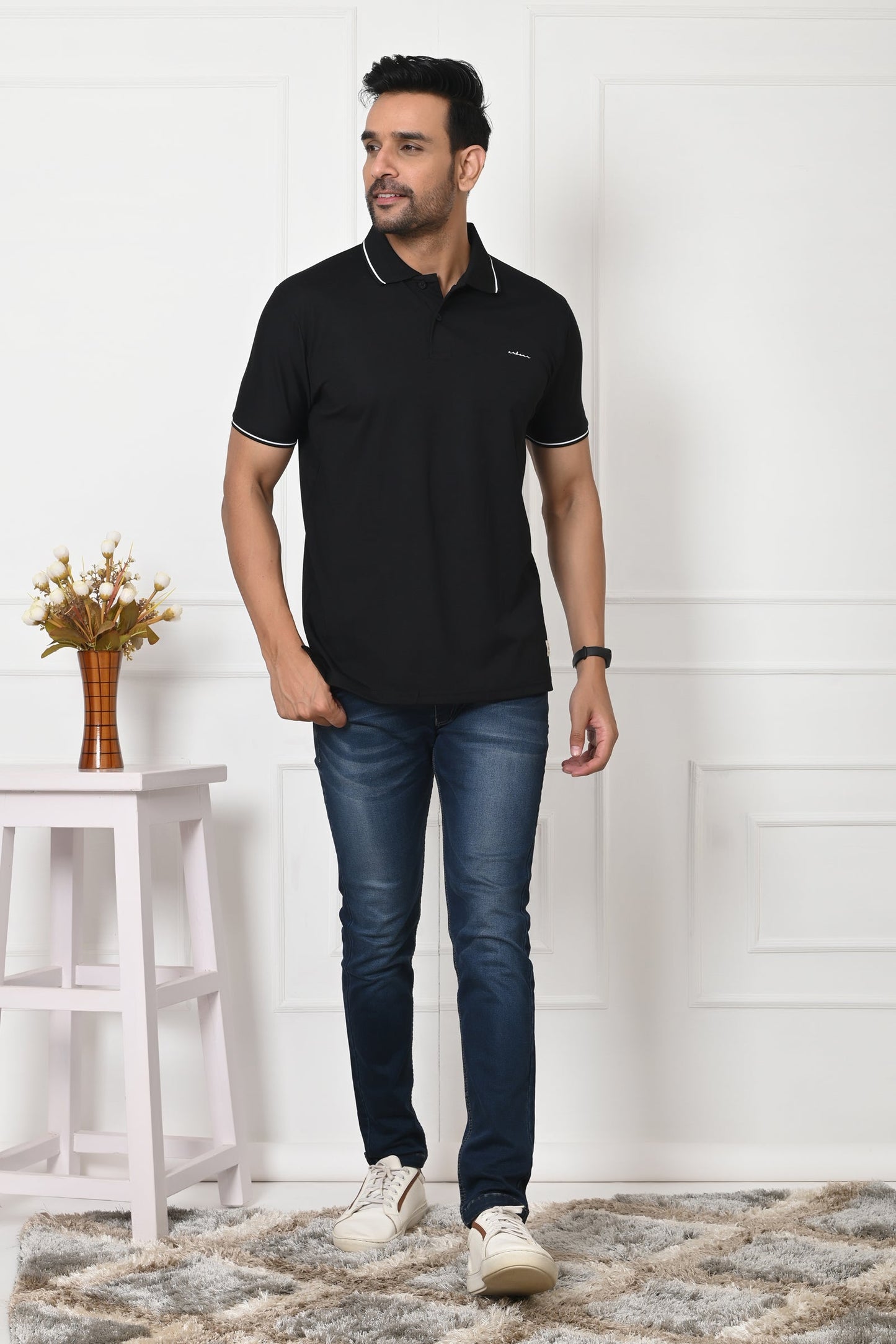 Arbour Men Polo Neck Solid Slim Fit Half Sleeves T-Shirt