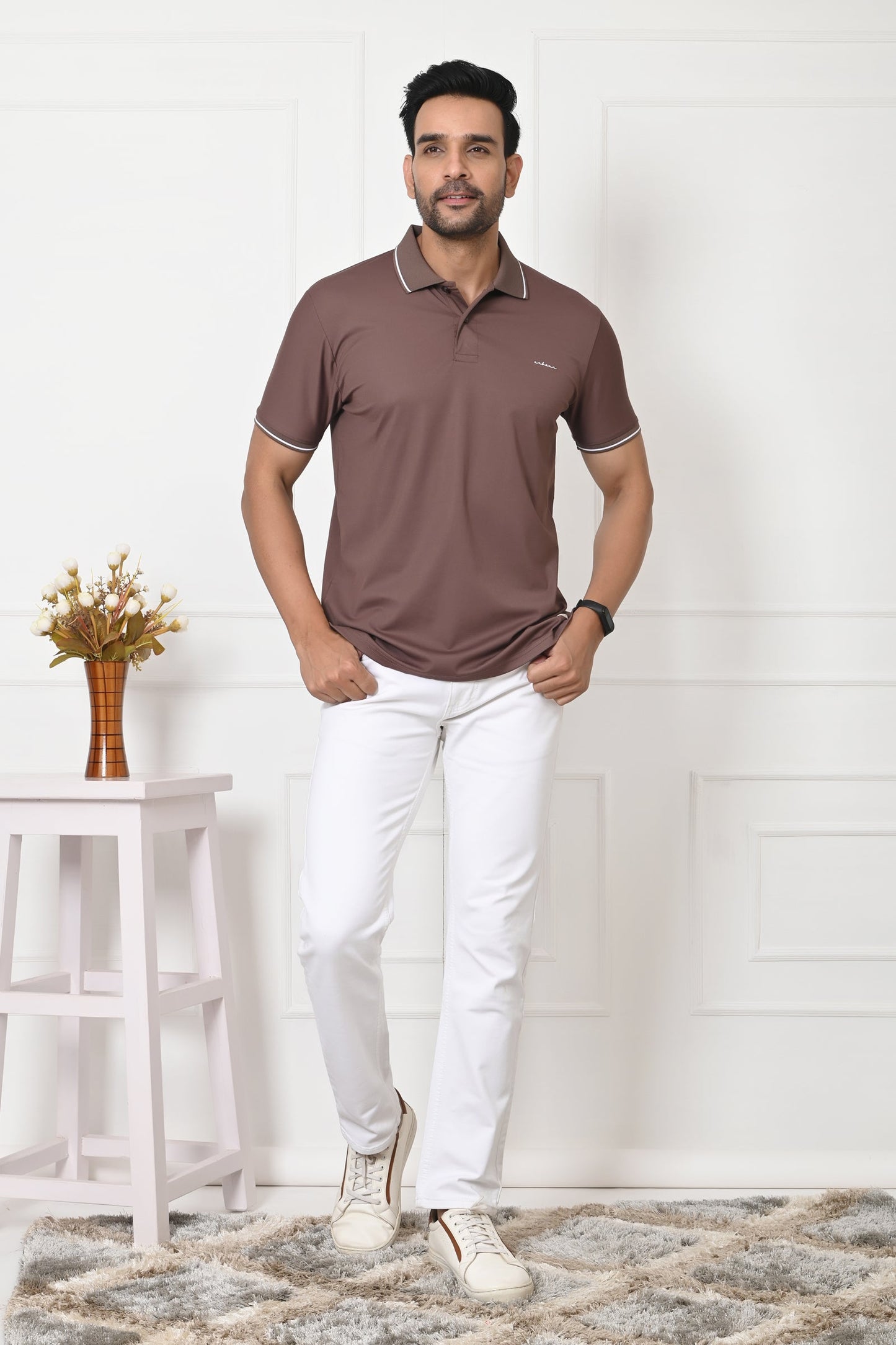 Arbour Men Polo Neck Solid Slim Fit Half Sleeves T-Shirt