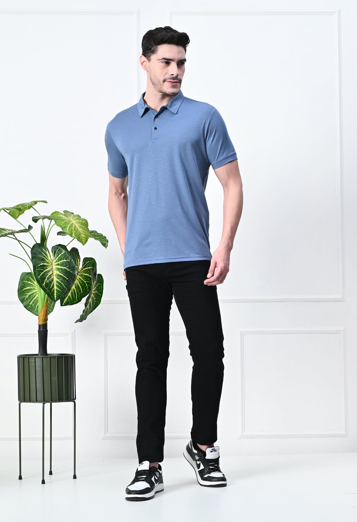 Arbour Men Polo Neck Solid Slim Fit Half Sleeves T-Shirt