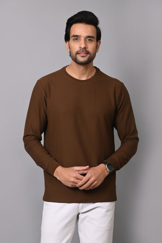 Arbour Men Round Neck Slim Fit Full Sleeves T-Shirt